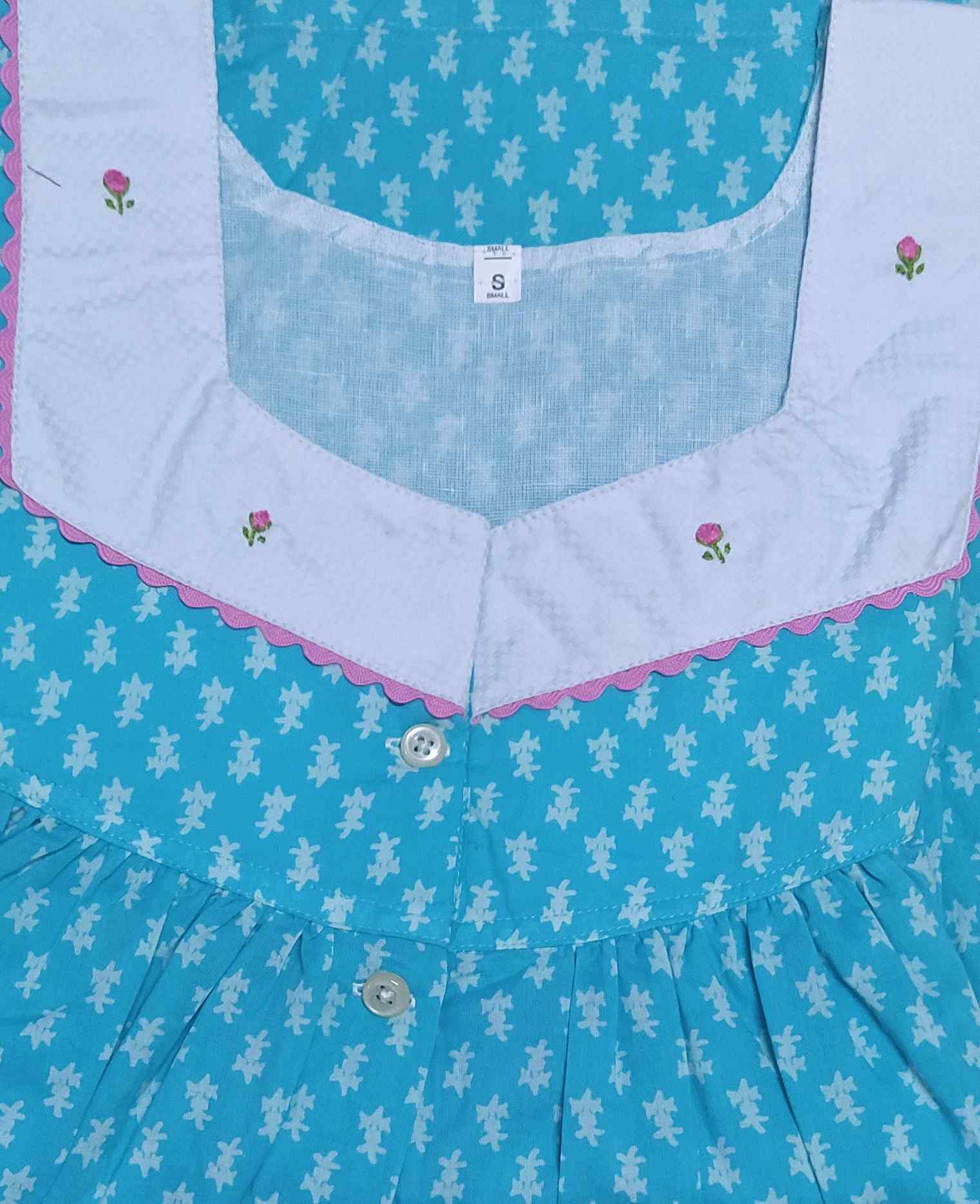 Soft Cotton Half Open Small Printed Nighty