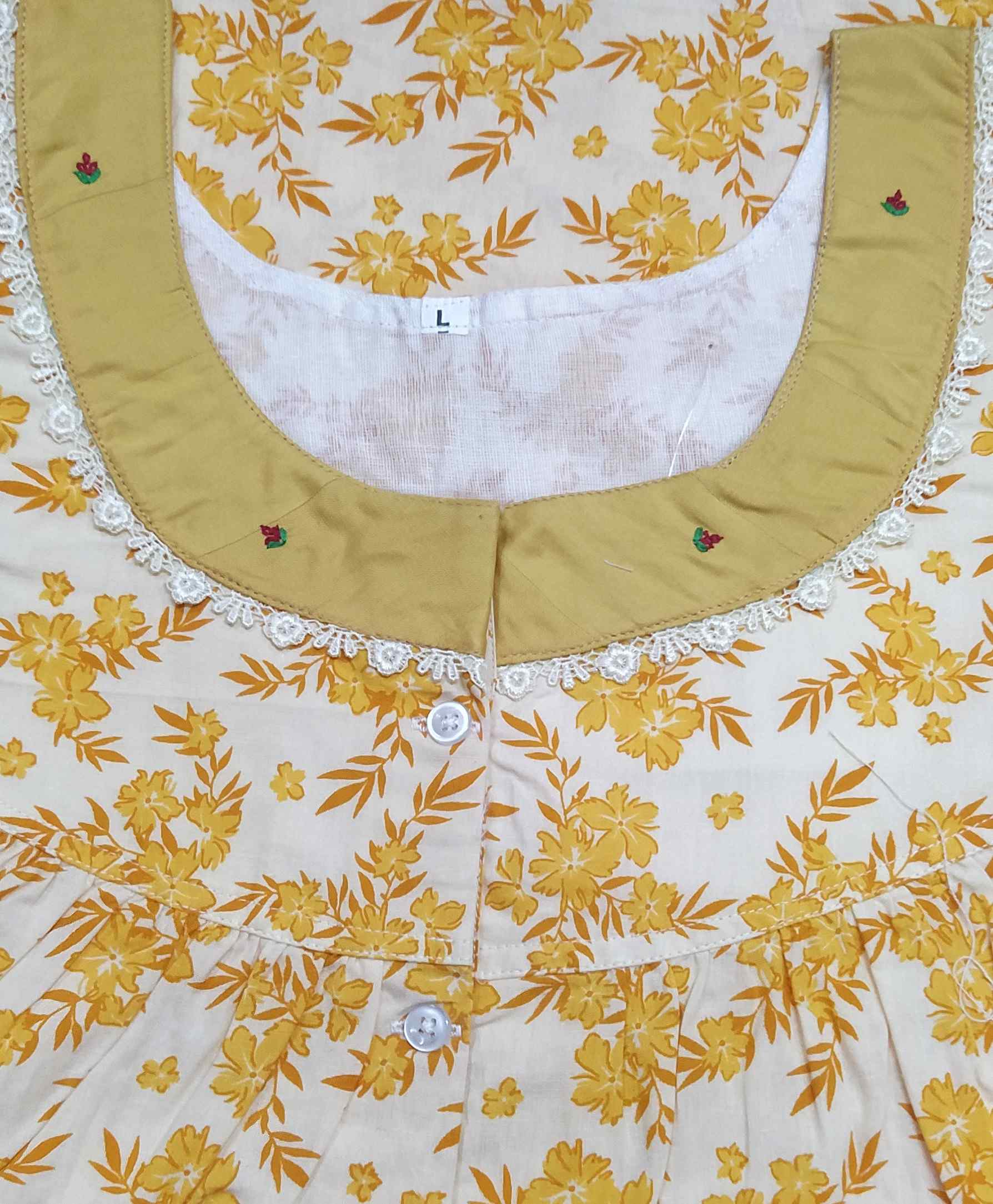 Cotton Half Open Large Printed Nighty