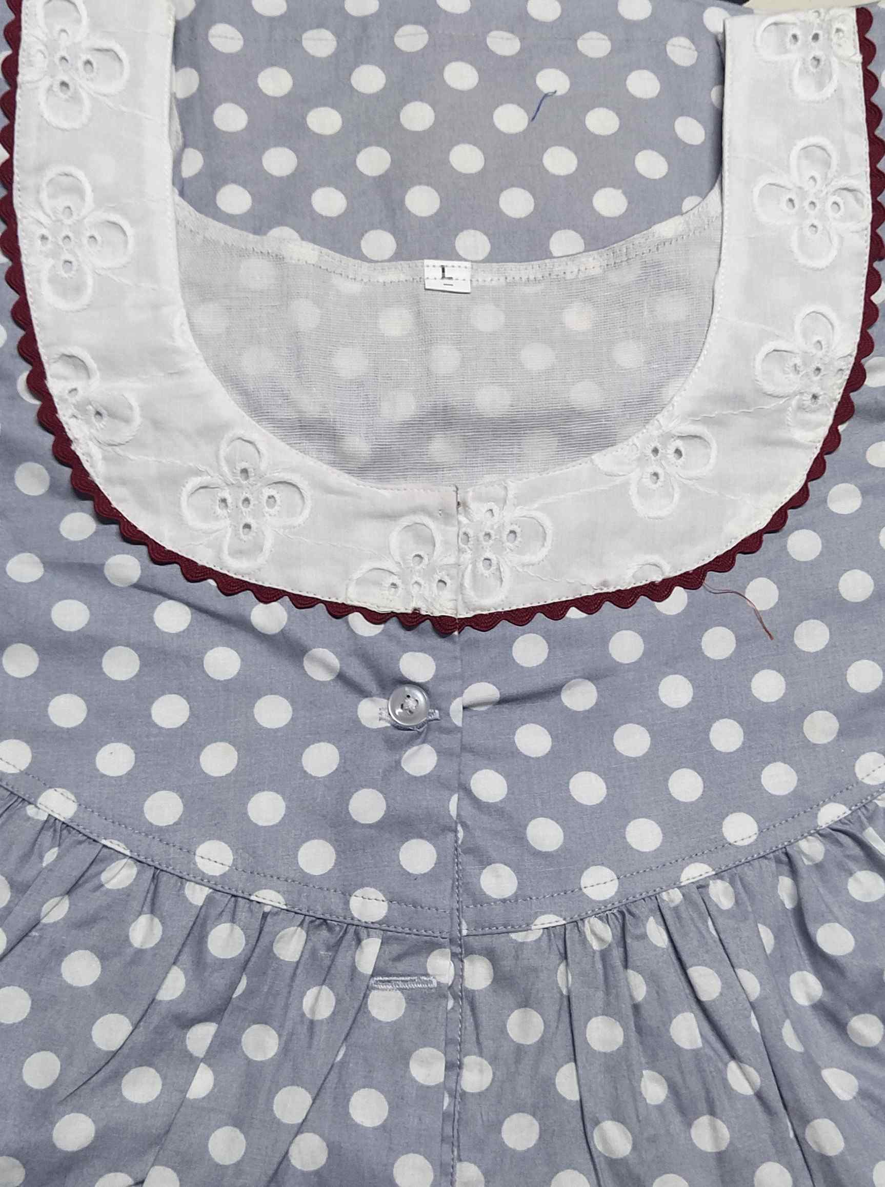 Cotton Half Open Large Printed Nighty