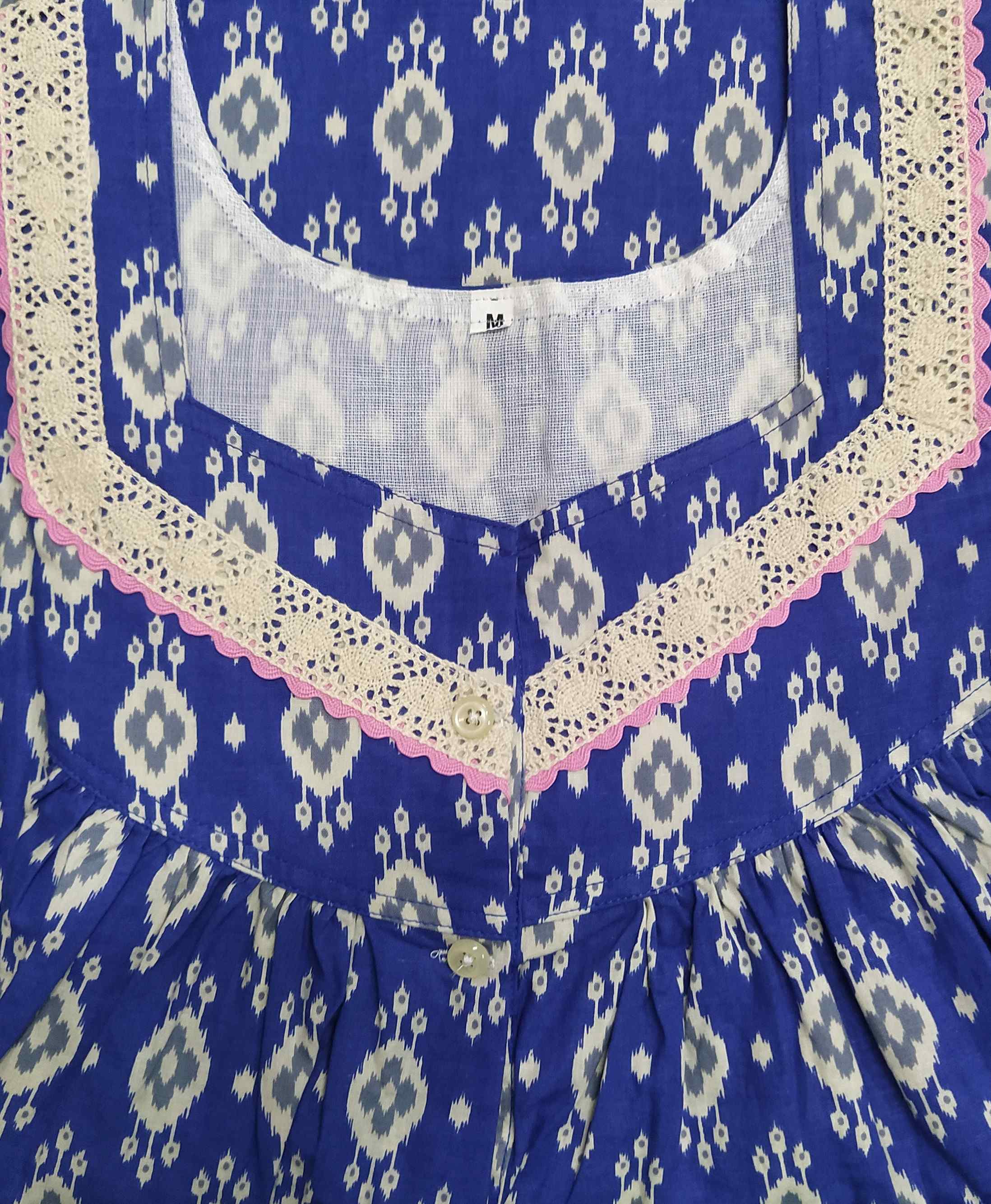 Cotton Half Open Large Printed Nighty