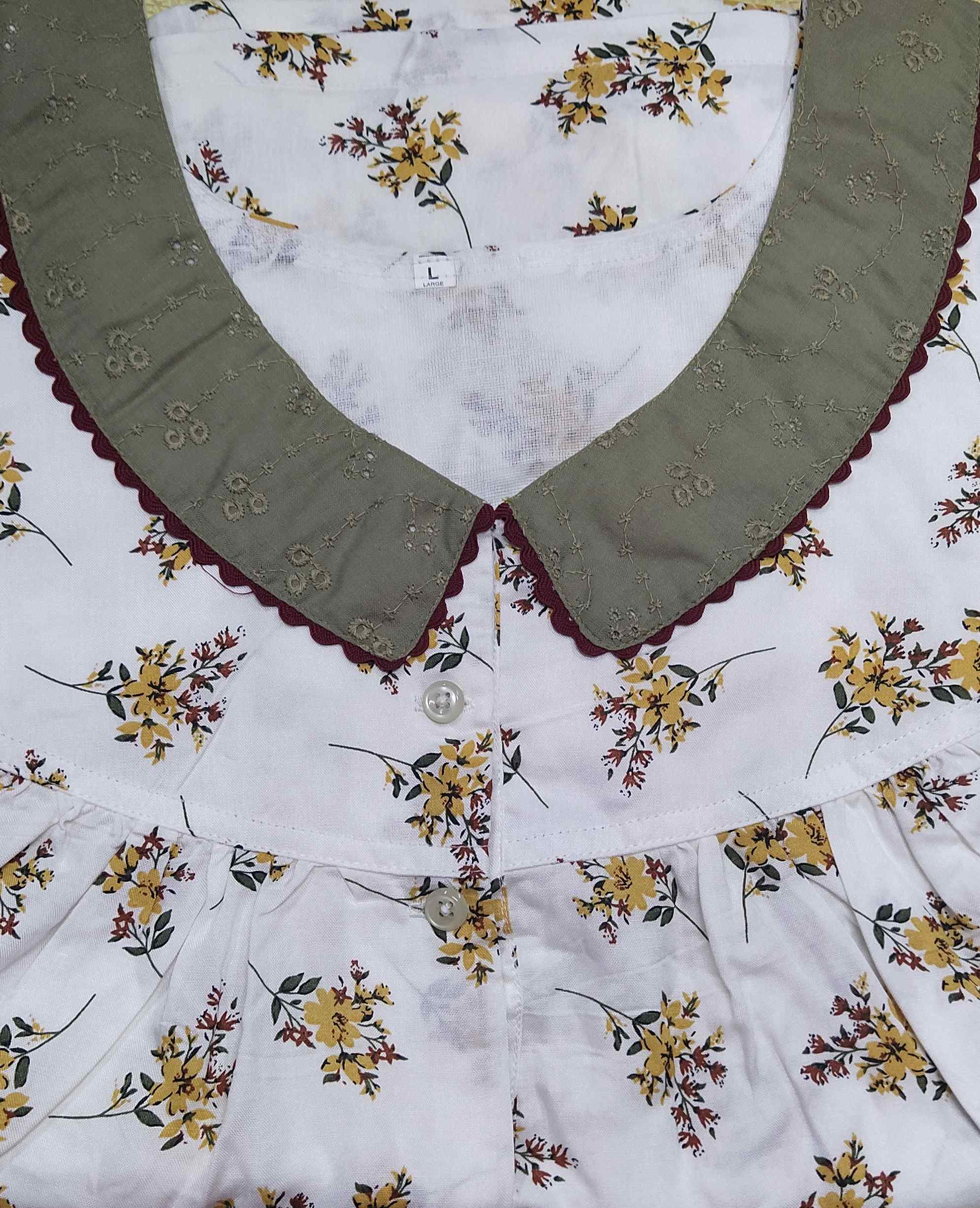 Rayon Half Open Large Printed Nighty
