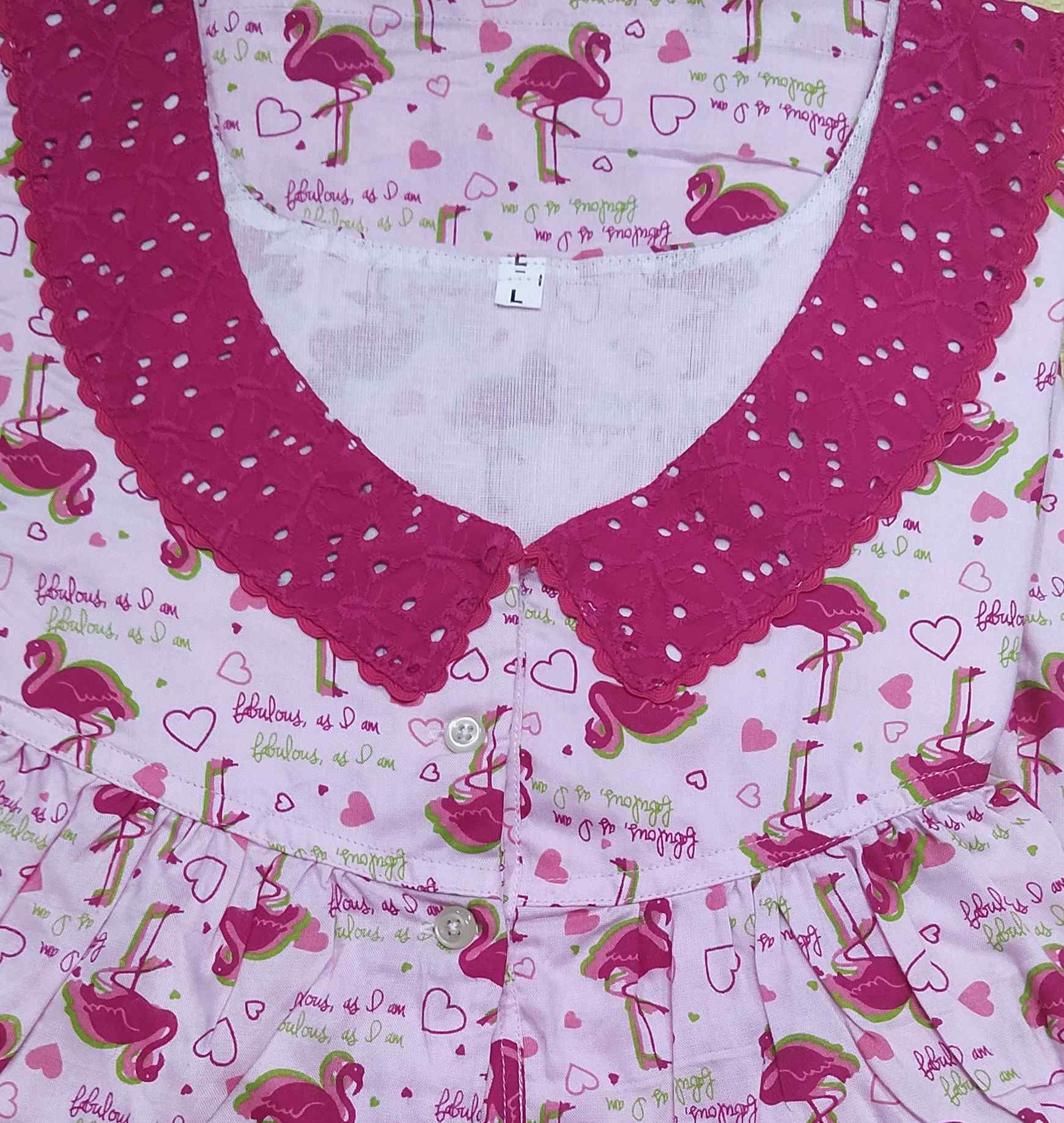 Cotton Half Open Large Printed Nighty