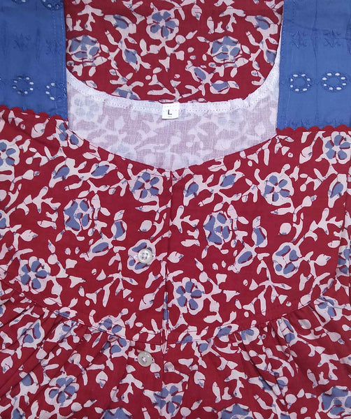 Cotton Half Open Large Printed Nighty