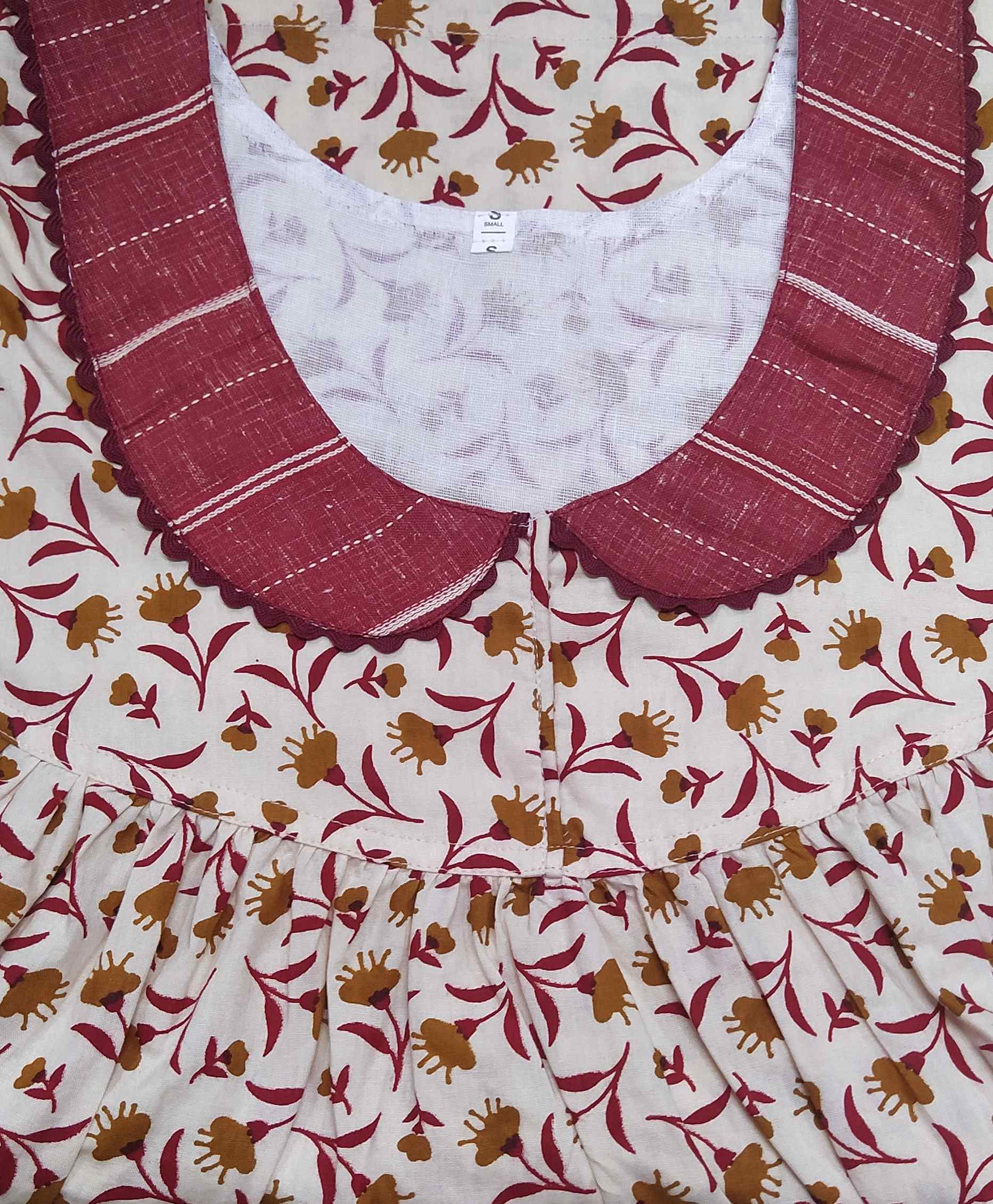 Cotton No Open Small Printed Nighty