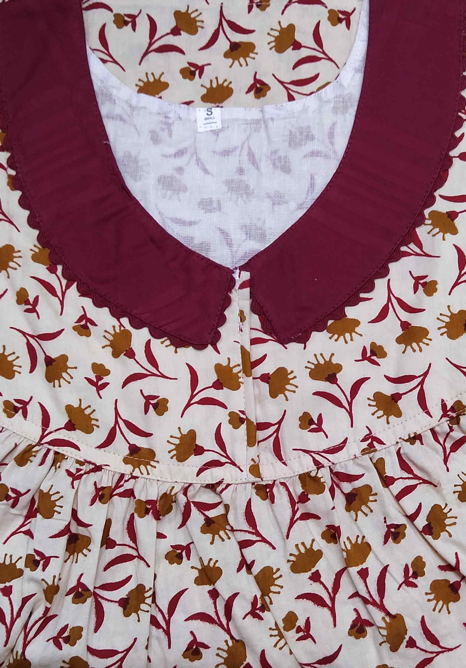 Cotton No Open Small Printed Nighty