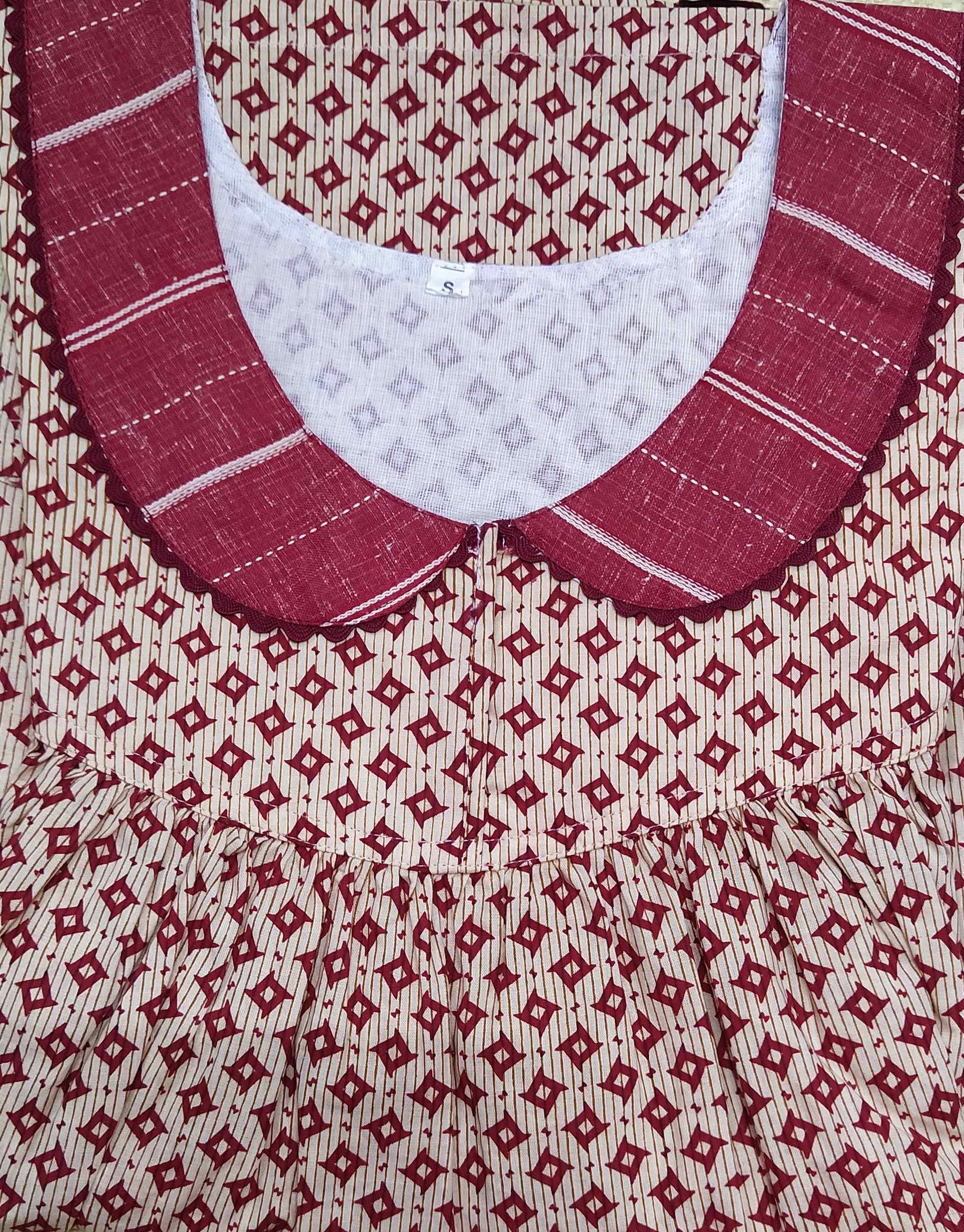 Cotton No Open Small Printed Nighty