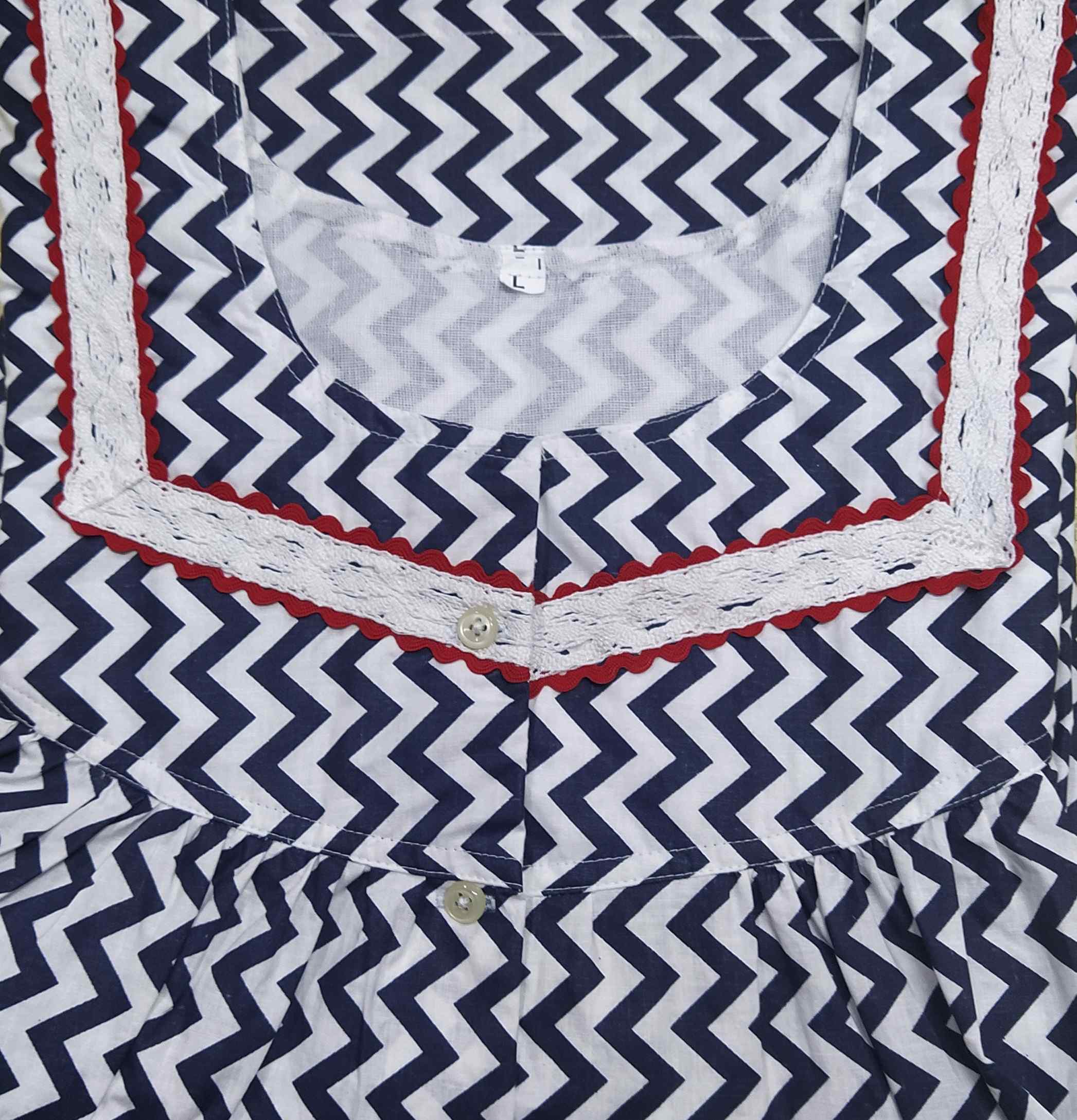 Cotton Half Open Large Printed Nighty