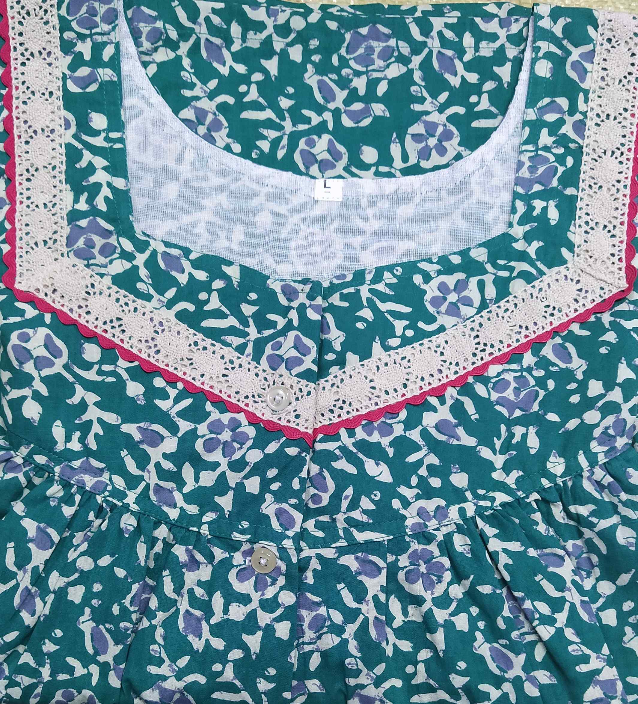 Cotton Half Open Large Printed Nighty