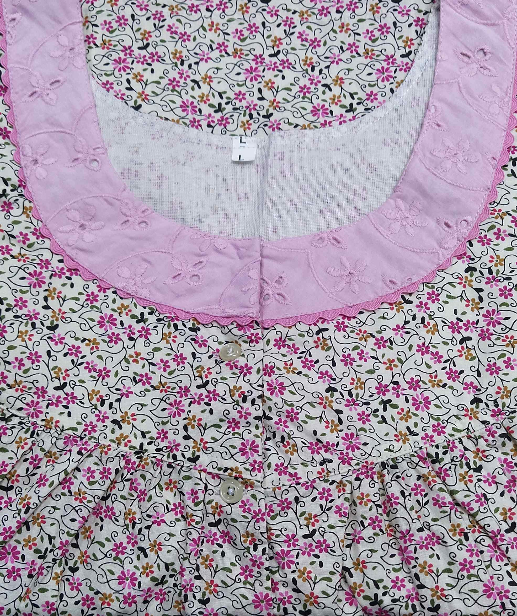 Cotton Half Open Large Printed Nighty