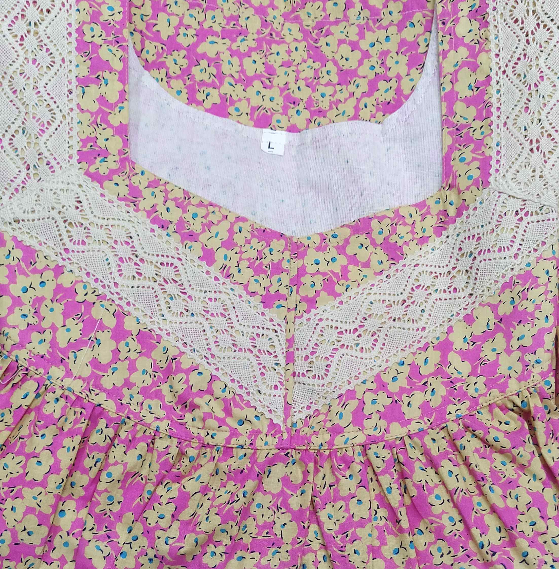 Cotton Half Open Large Printed Nighty