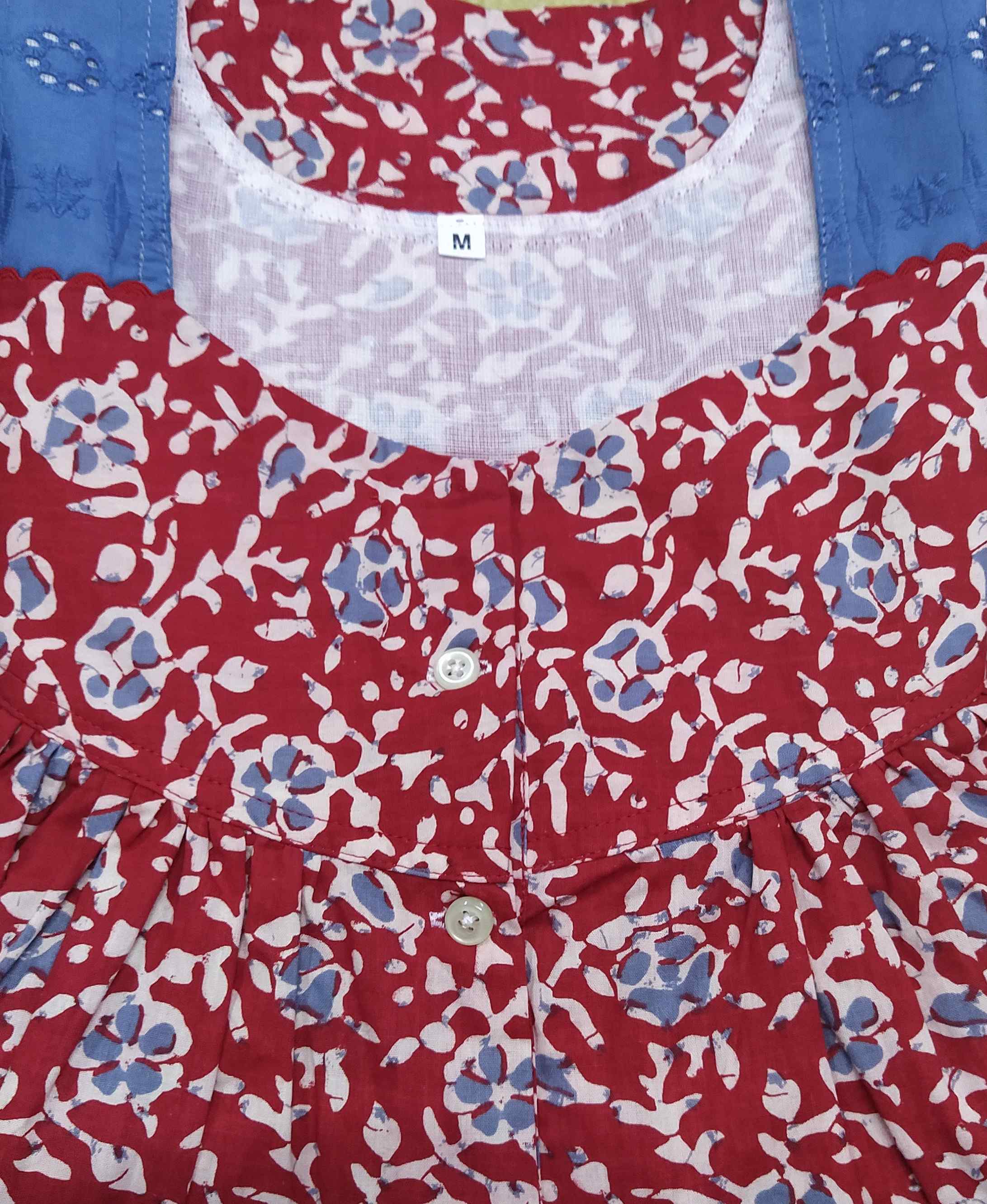 Cotton Half Open Large Printed Nighty