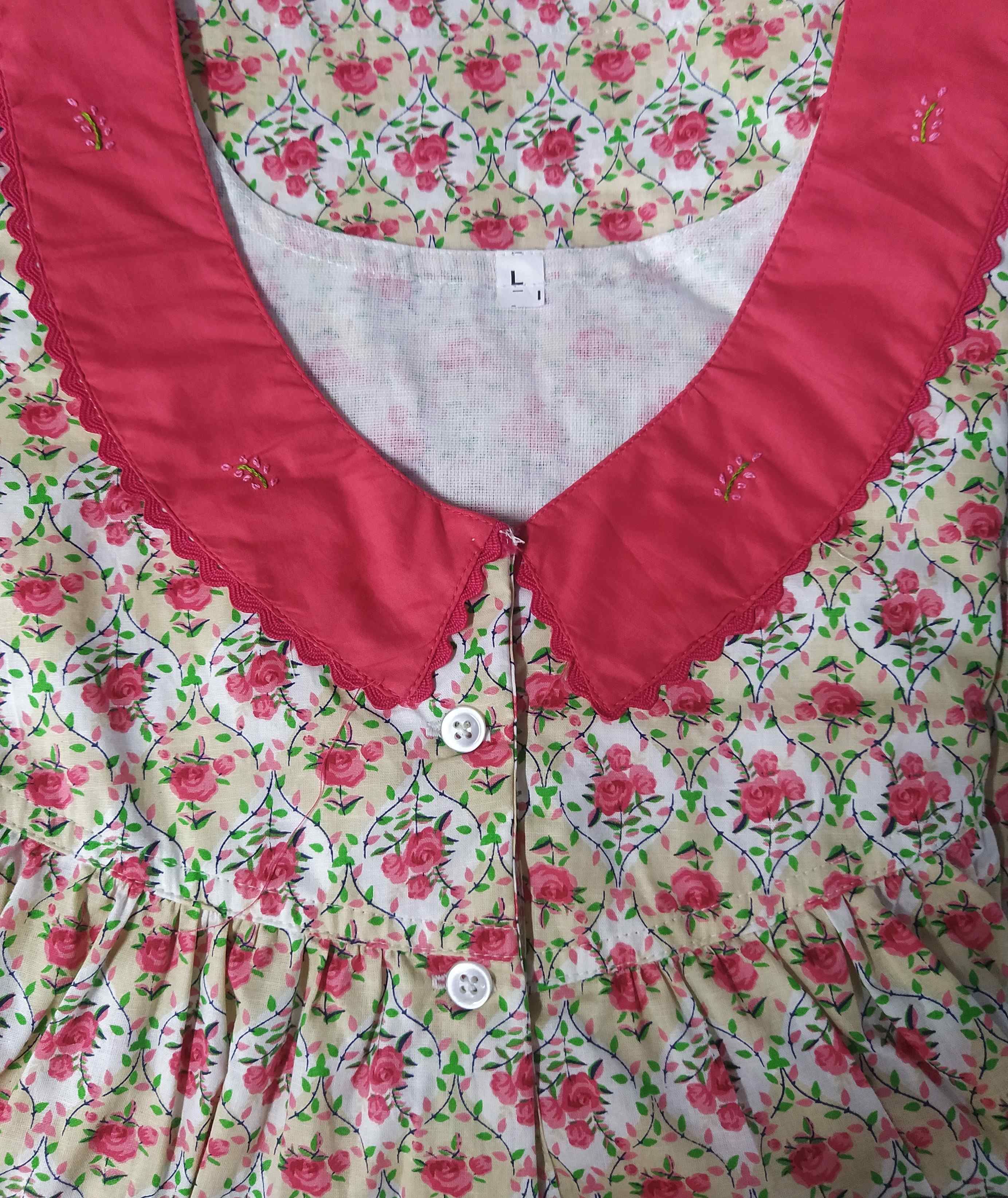 Cotton Half Open Large Printed Nighty