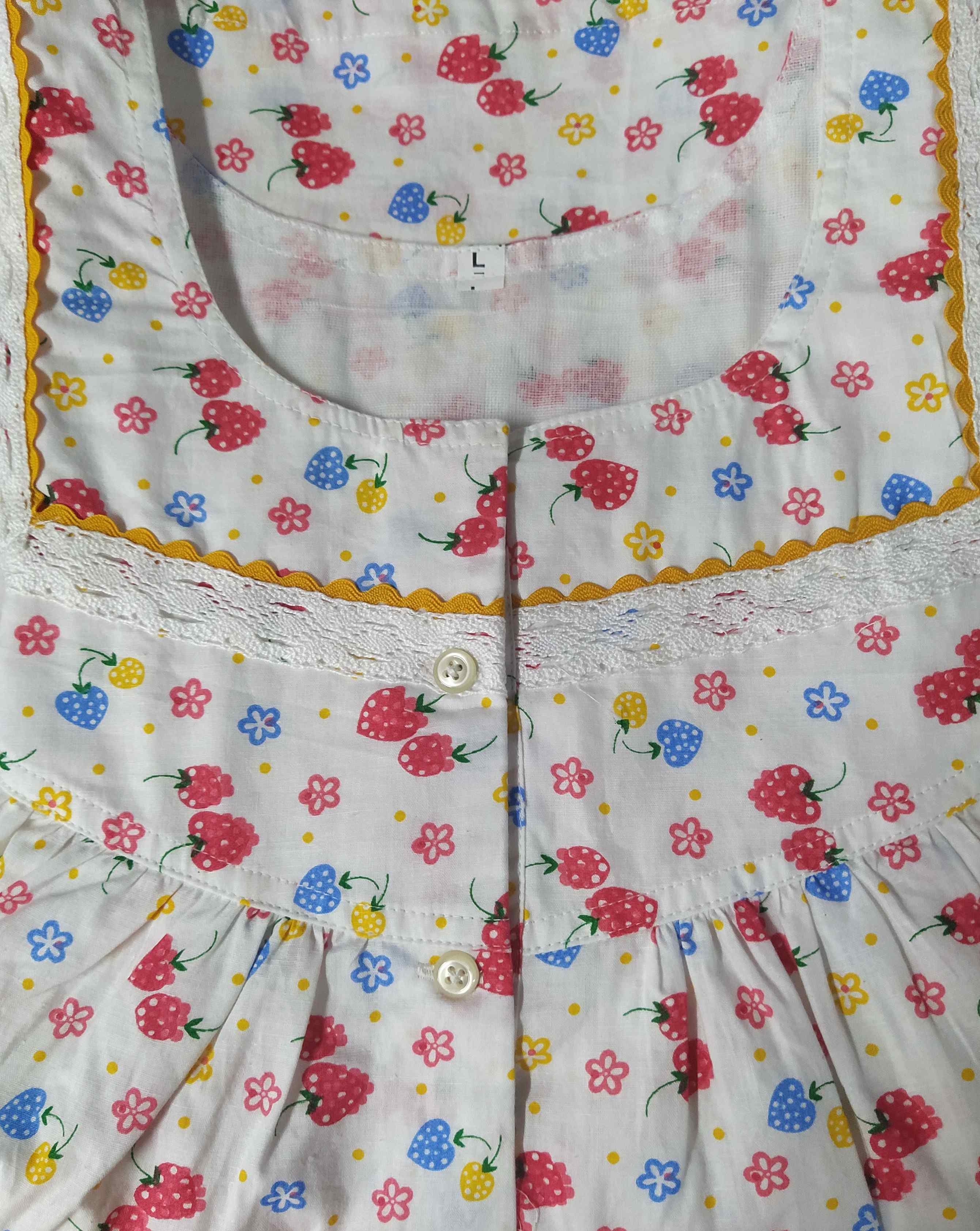 Cotton Half Open Large Printed Nighty