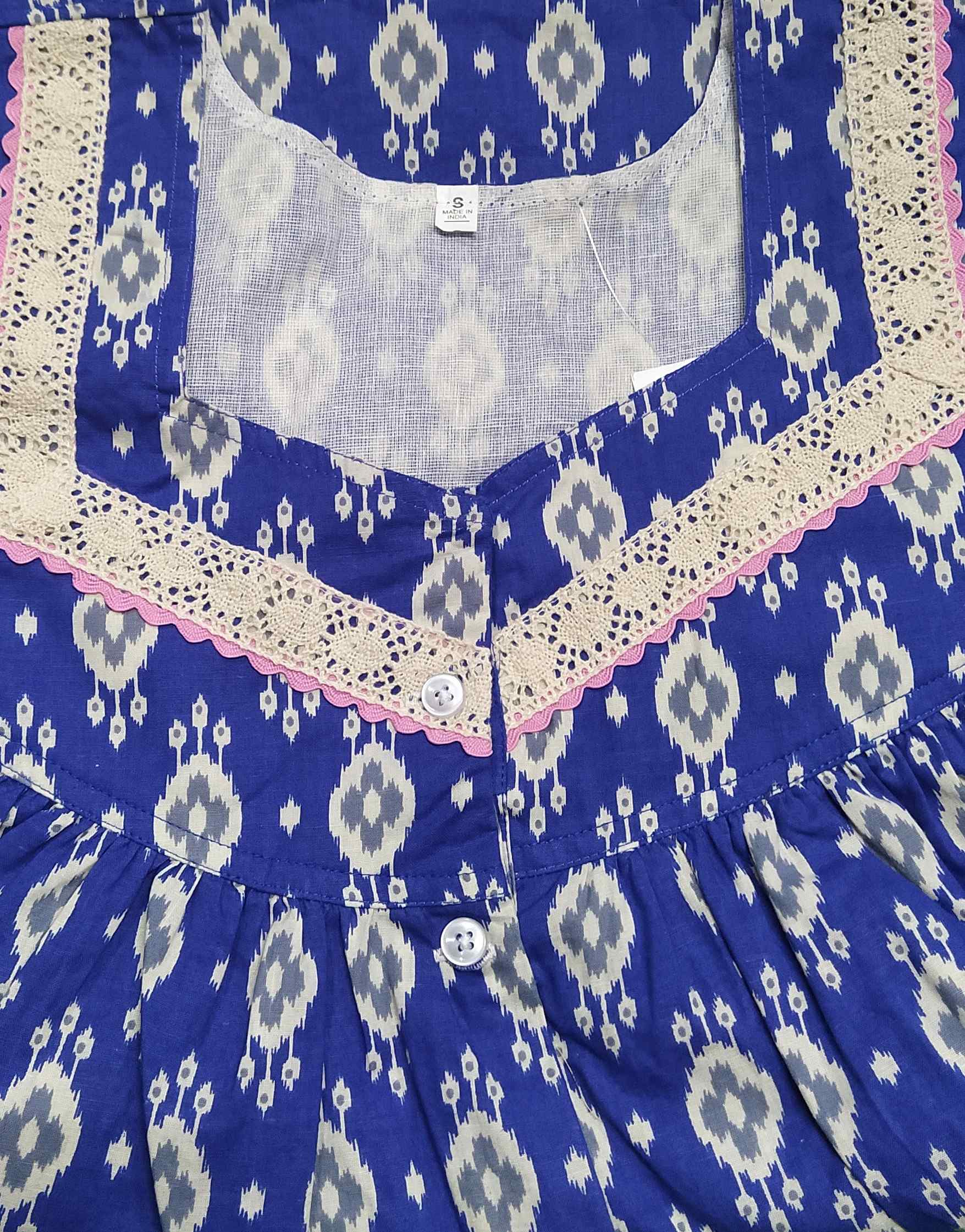 Cotton Half Open Small Printed Nighty
