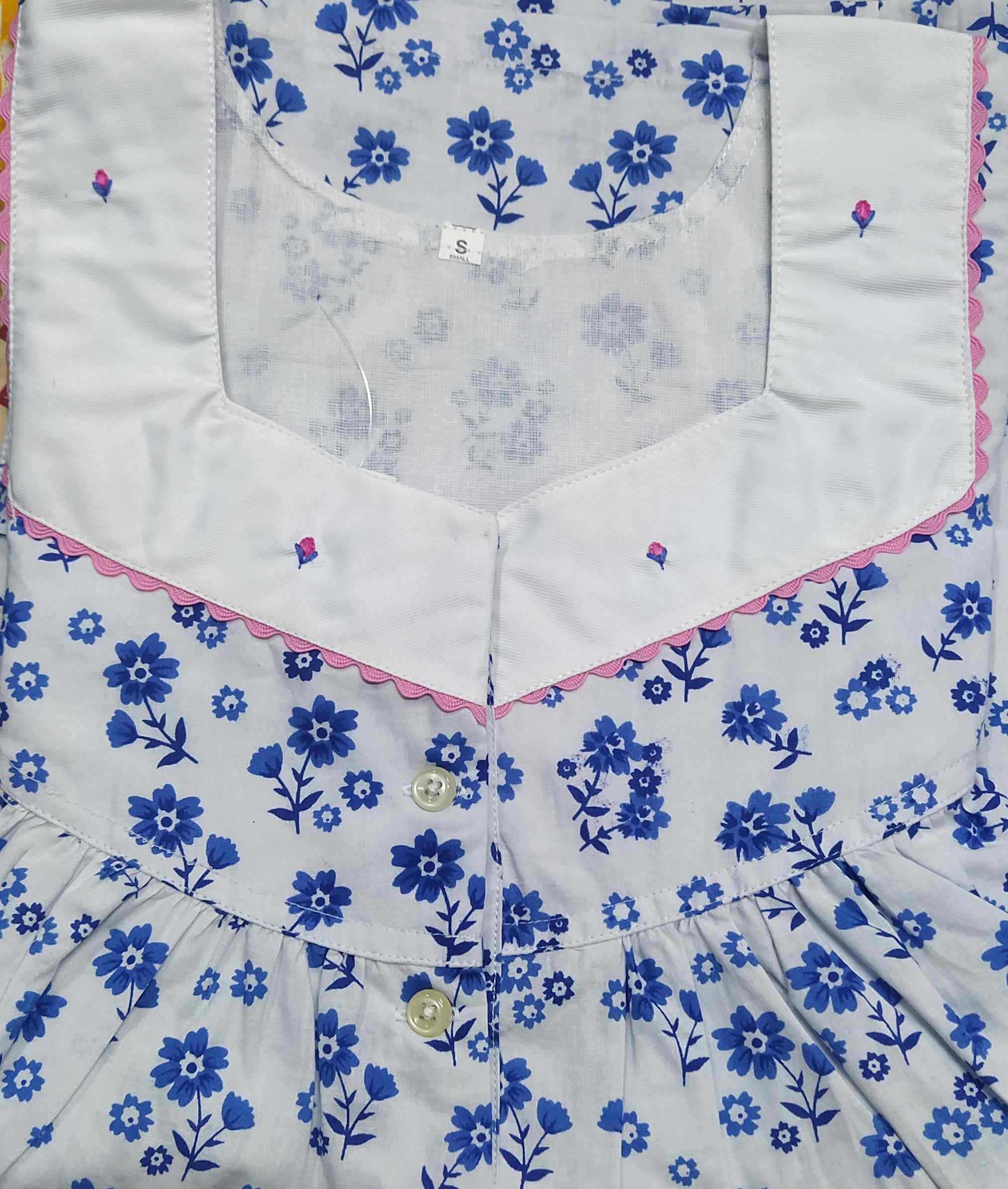 Cotton Half Open Small Printed Nighty