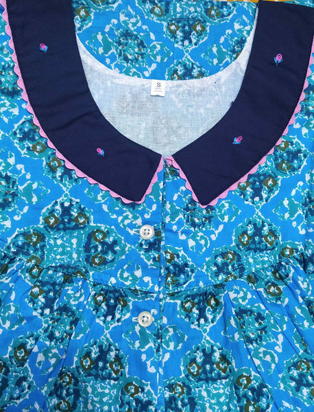 Soft Cotton Half Open Small Printed Nighty