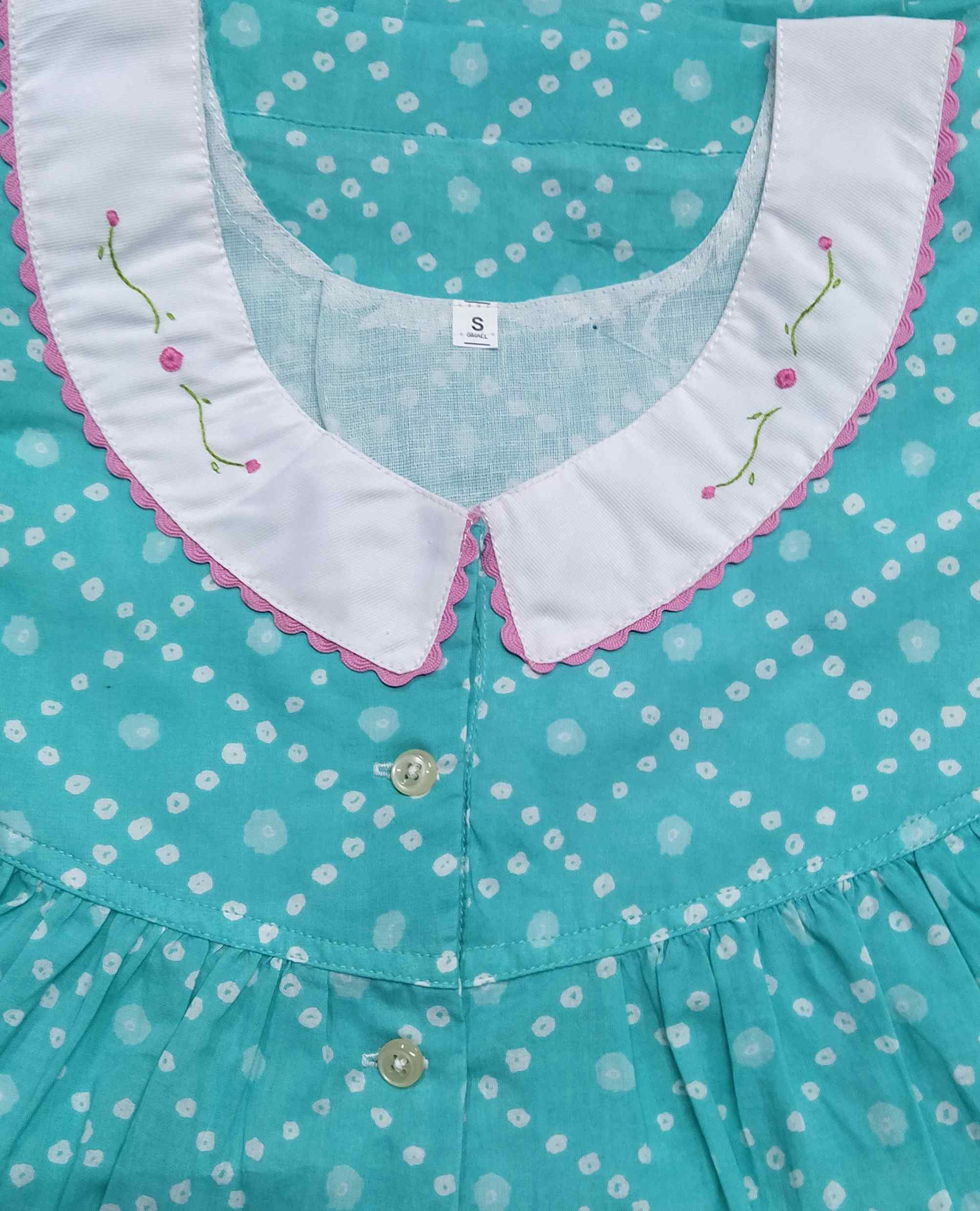 Soft Cotton Half Open Small Printed Nighty