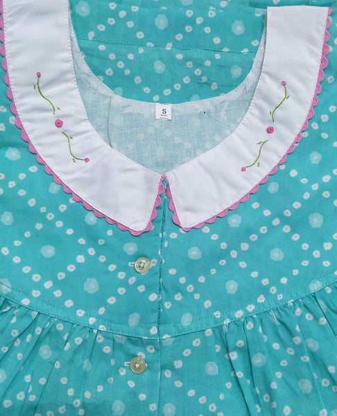 Soft Cotton Half Open Small Printed Nighty