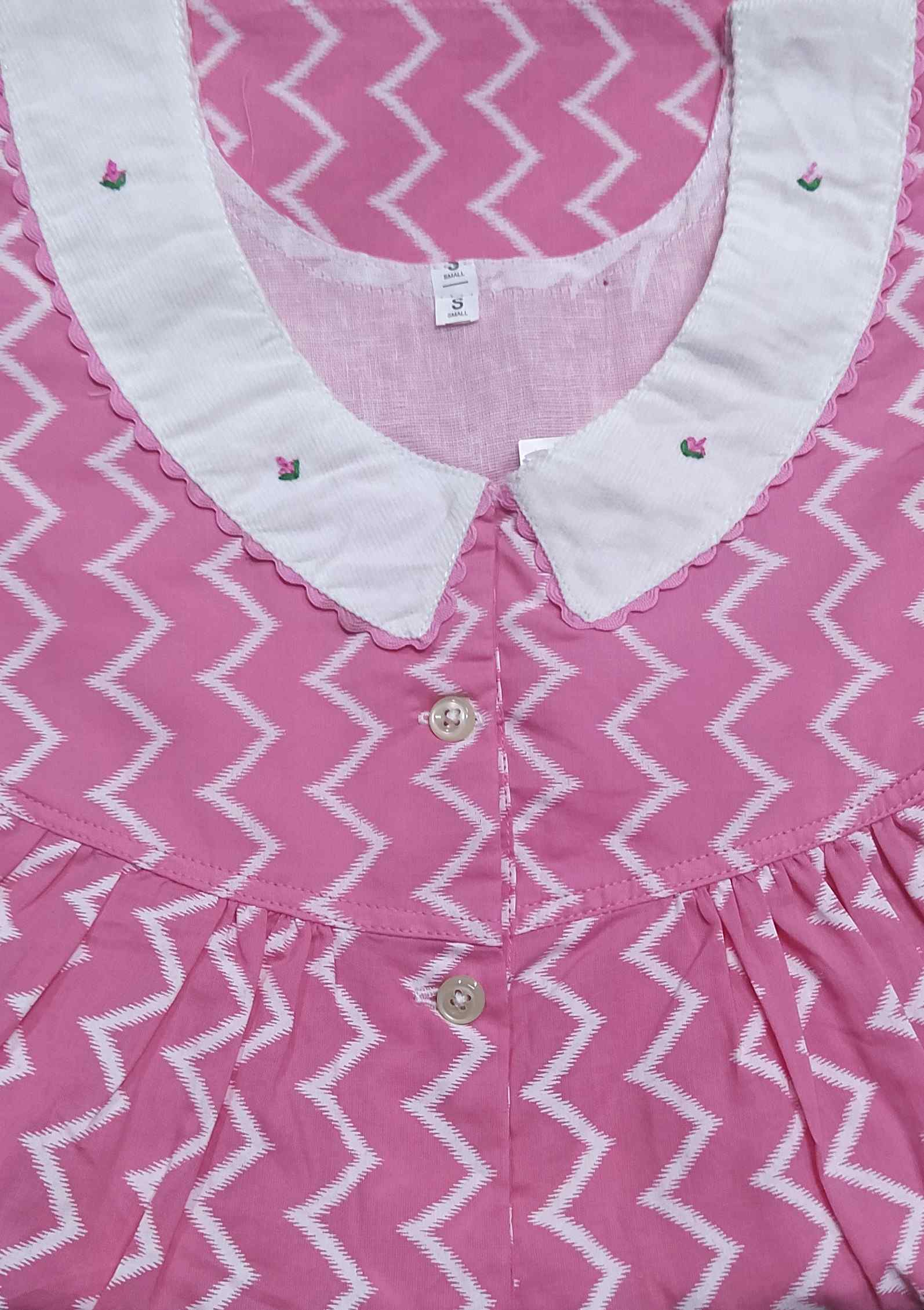 Soft Cotton Half Open Small Printed Nighty