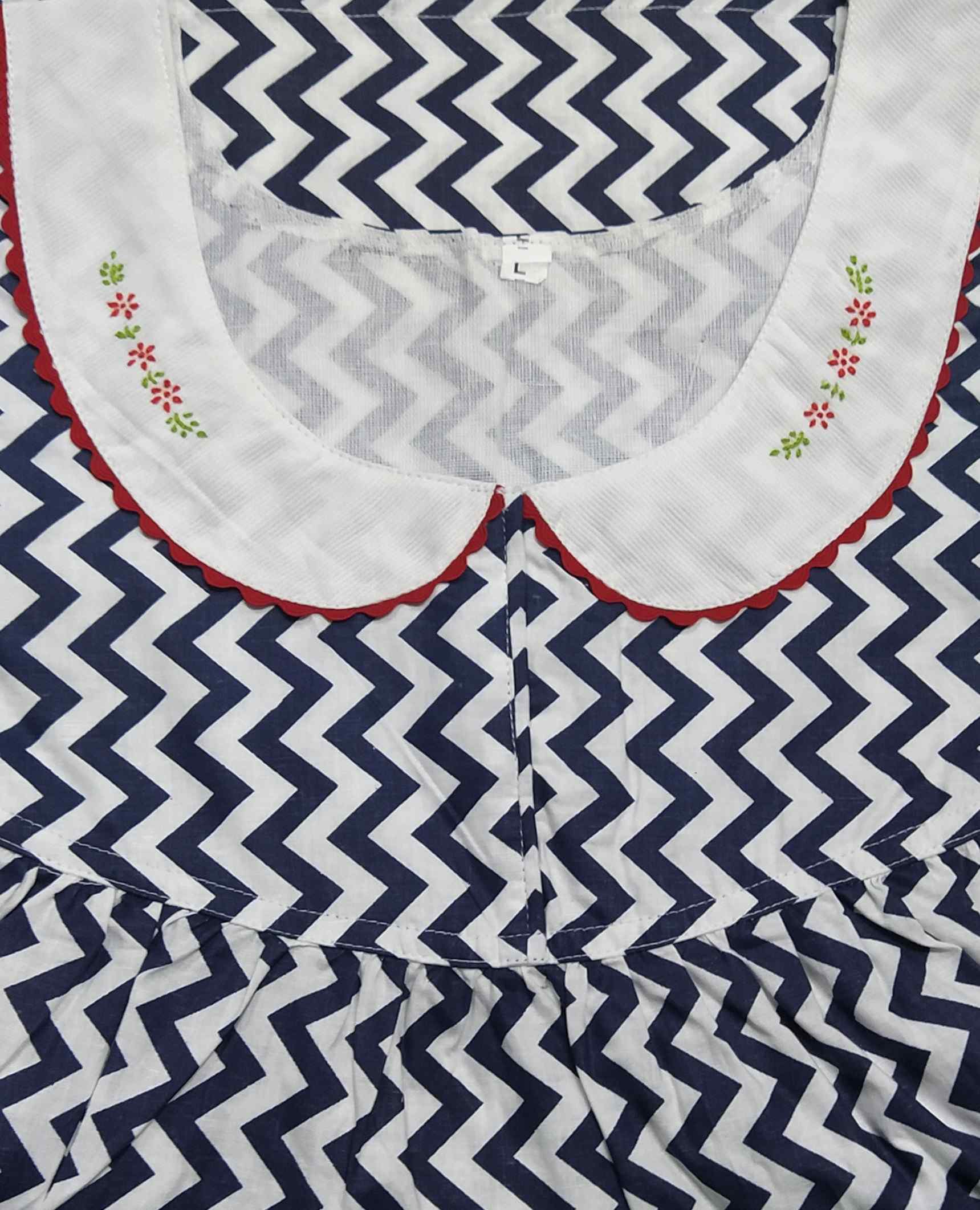 Cotton No Open Large Printed Nighty