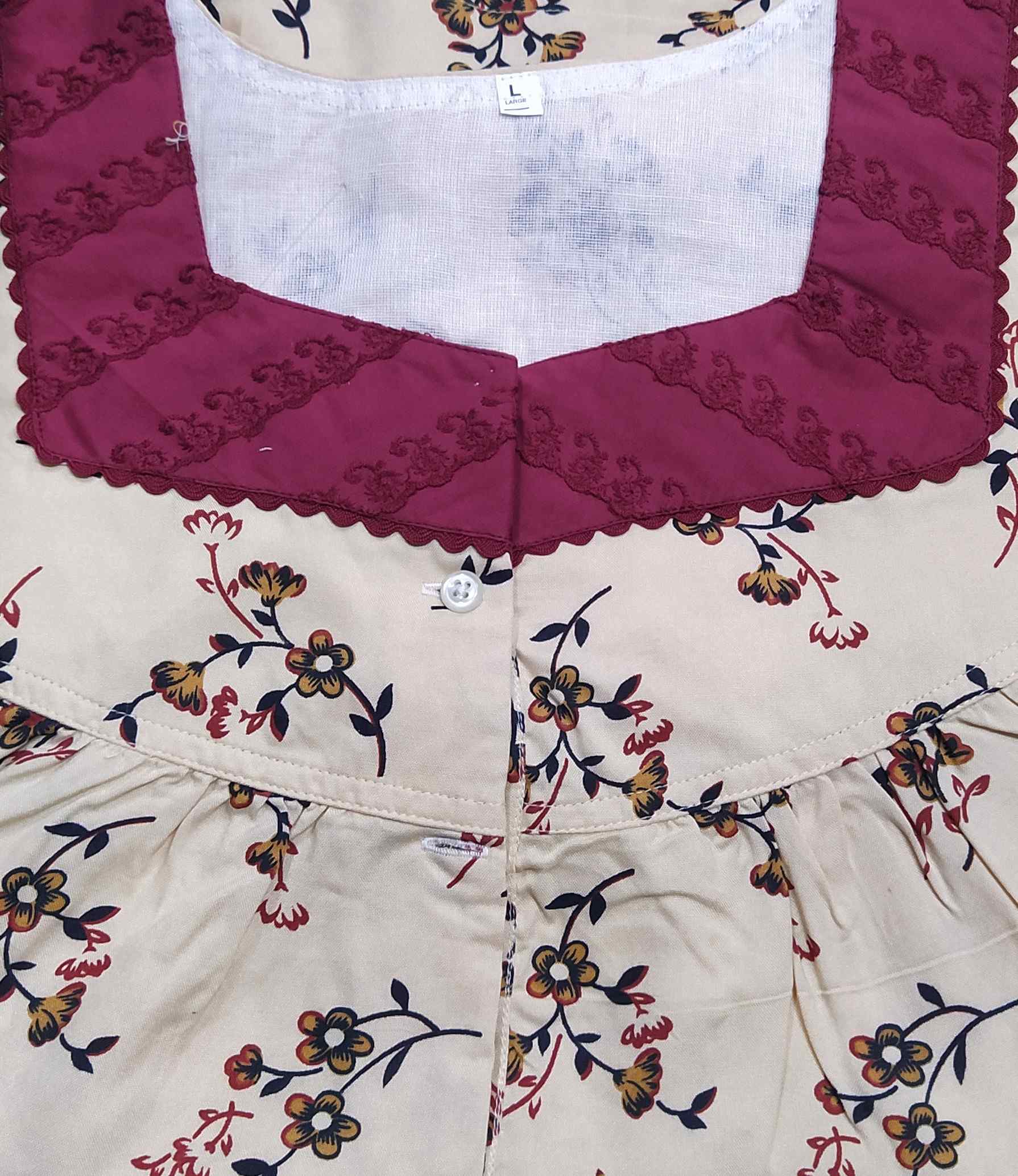 Rayon Half Open Large Printed Nighty