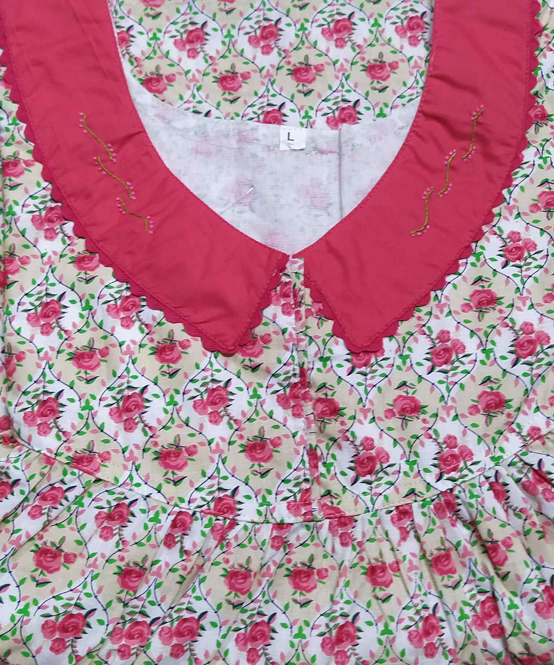 Cotton No Open Large Printed Nighty