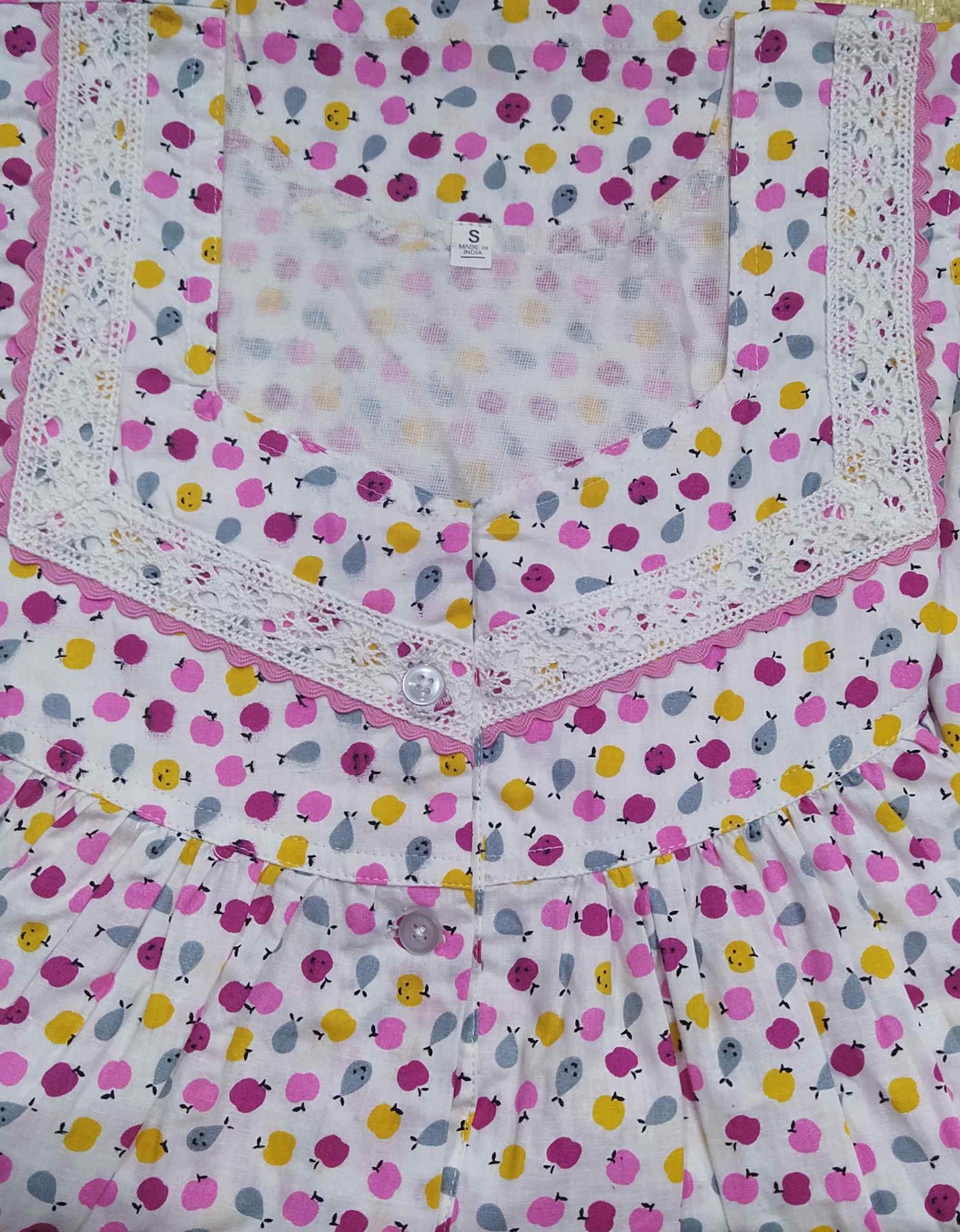 Cotton Half Open Small Printed Nighty