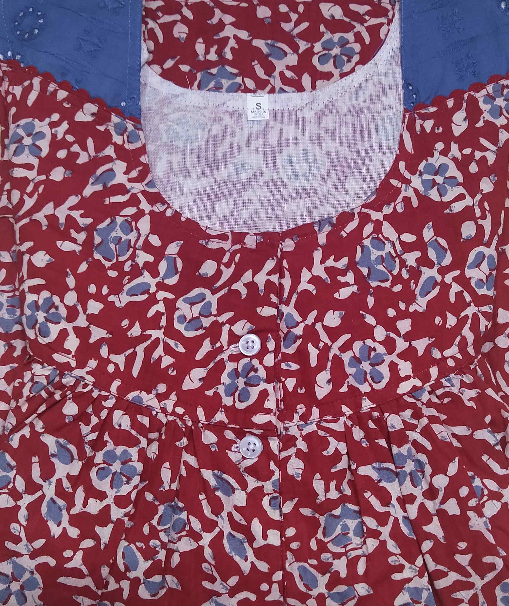 Cotton Half Open Small Printed Nighty
