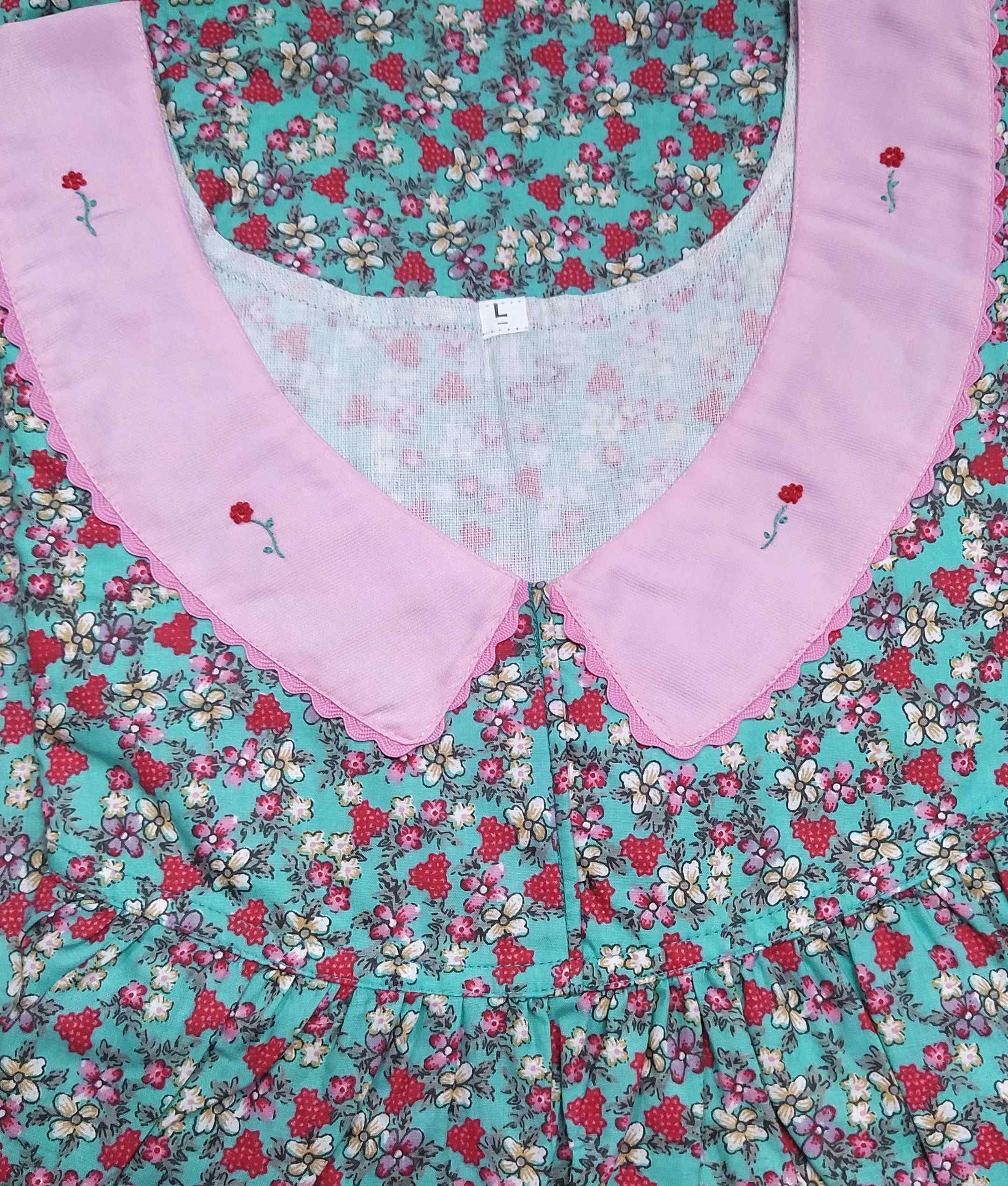 Cotton No Open Large Printed Nighty