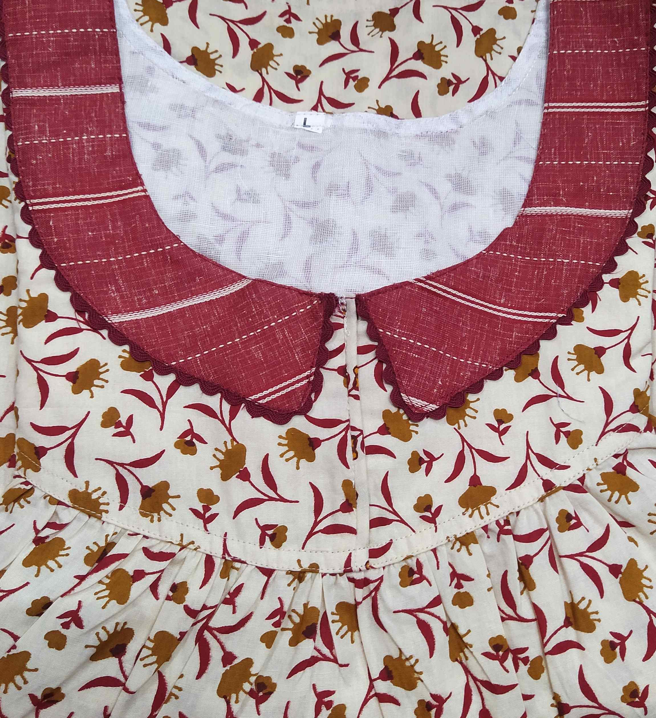 Cotton No Open Large Printed Nighty