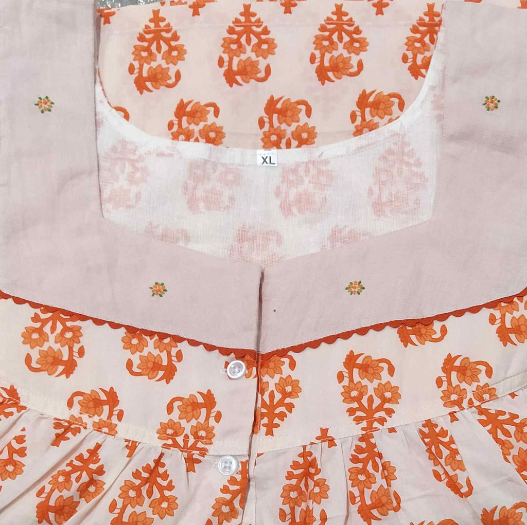 Soft Cotton Half Open Xlarge Printed Nighty