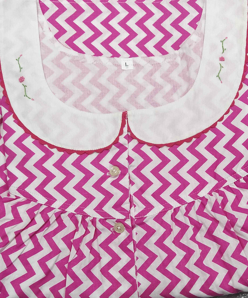 Cotton Half Open Large Printed Nighty