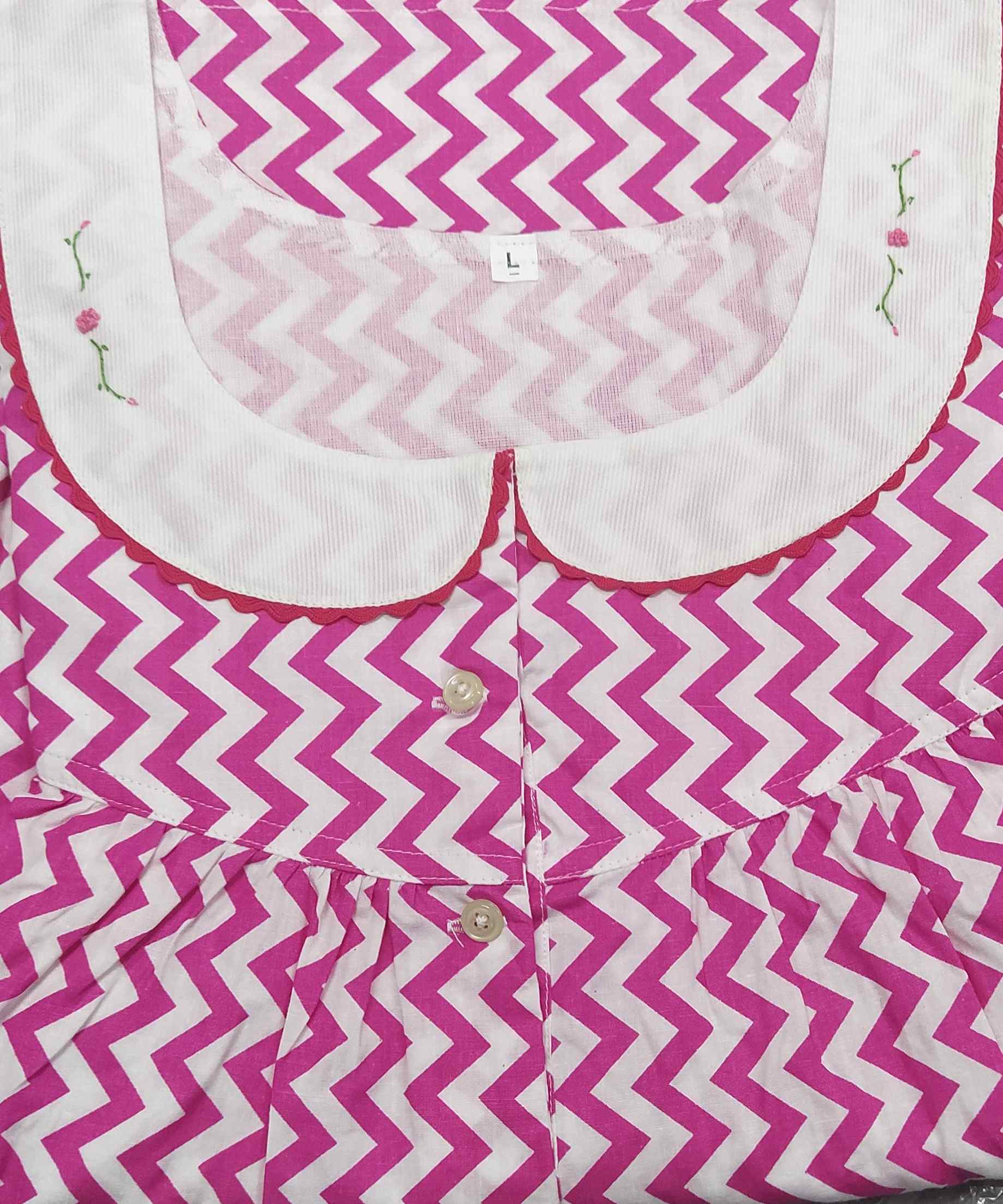 Cotton Half Open Large Printed Nighty