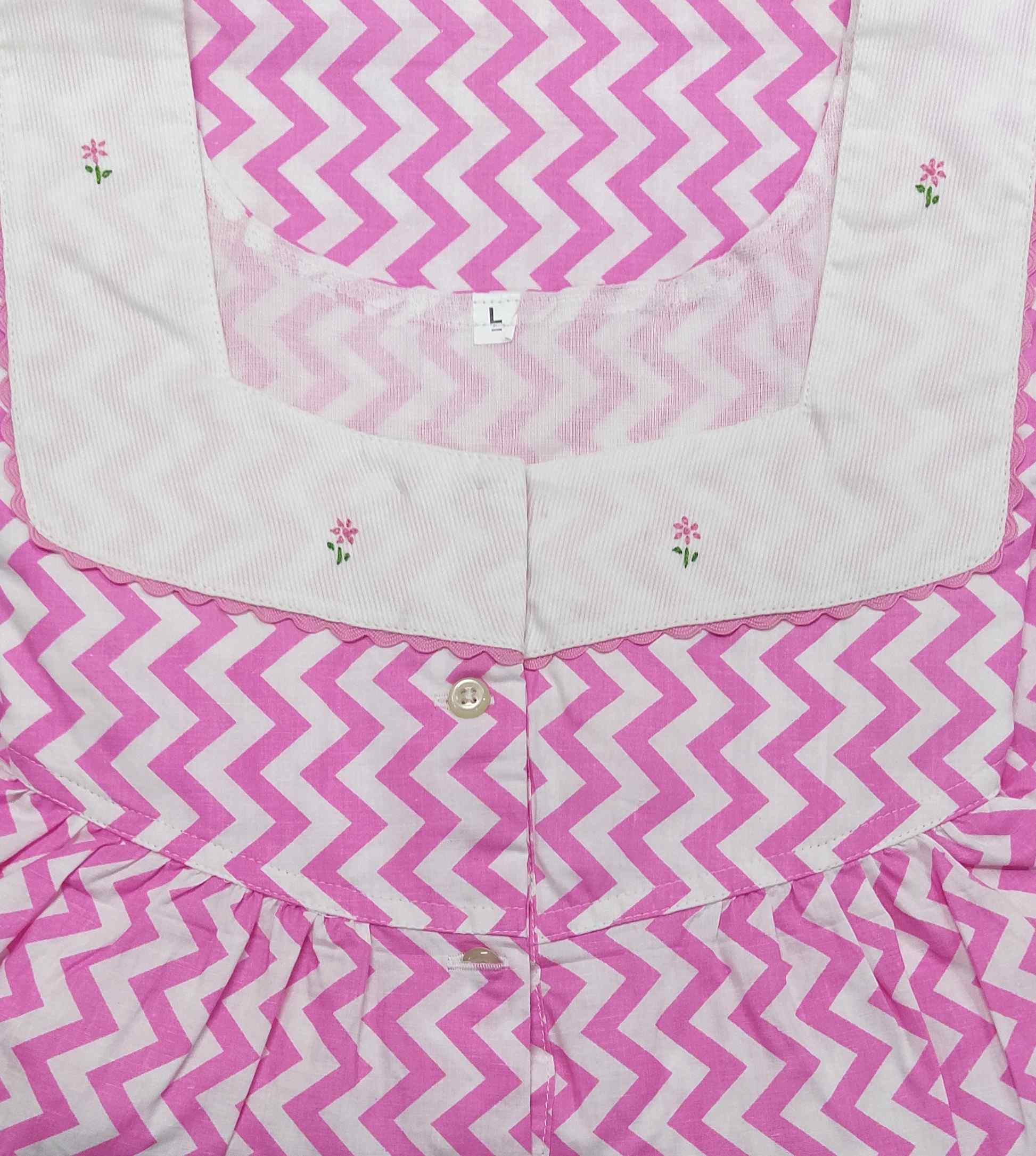 Cotton Half Open Large Printed Nighty
