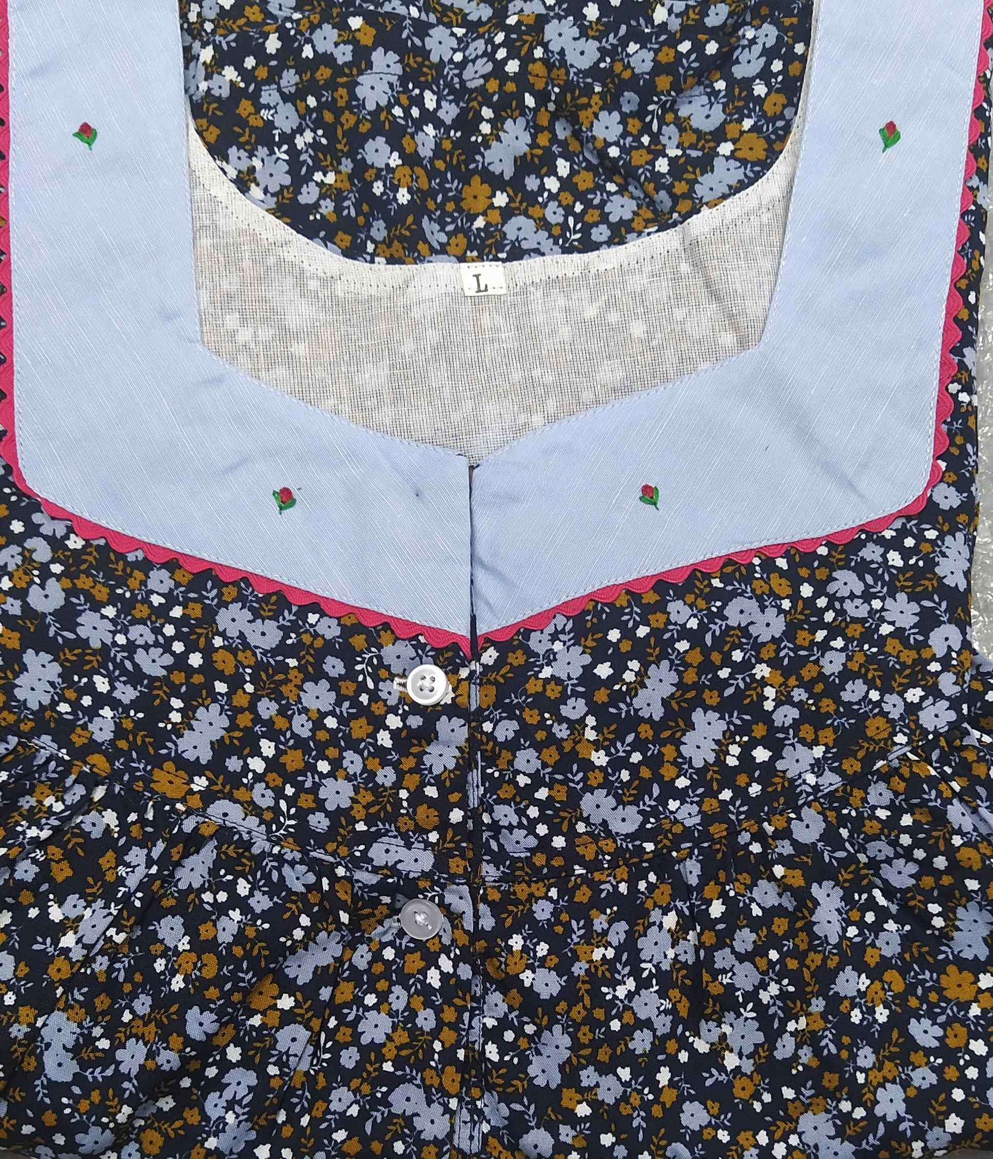Rayon Half Open Large Printed Nighty