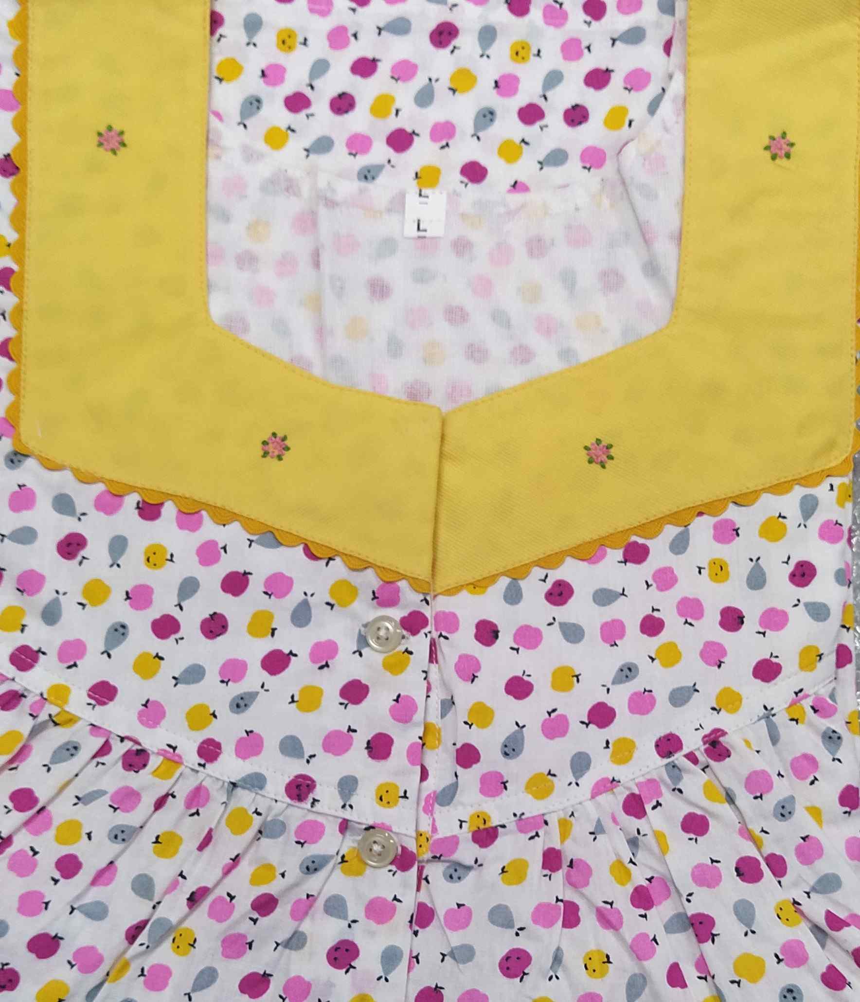 Cotton Half Open Large Printed Nighty
