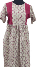 Bantex Side zip, Pleated , Back A-line, Pockets, Tying String Medium Printed Maternity Wear