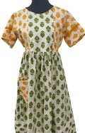 Cotton Side zip, Pleated , Pockets, Tying String Medium Printed Maternity Wear