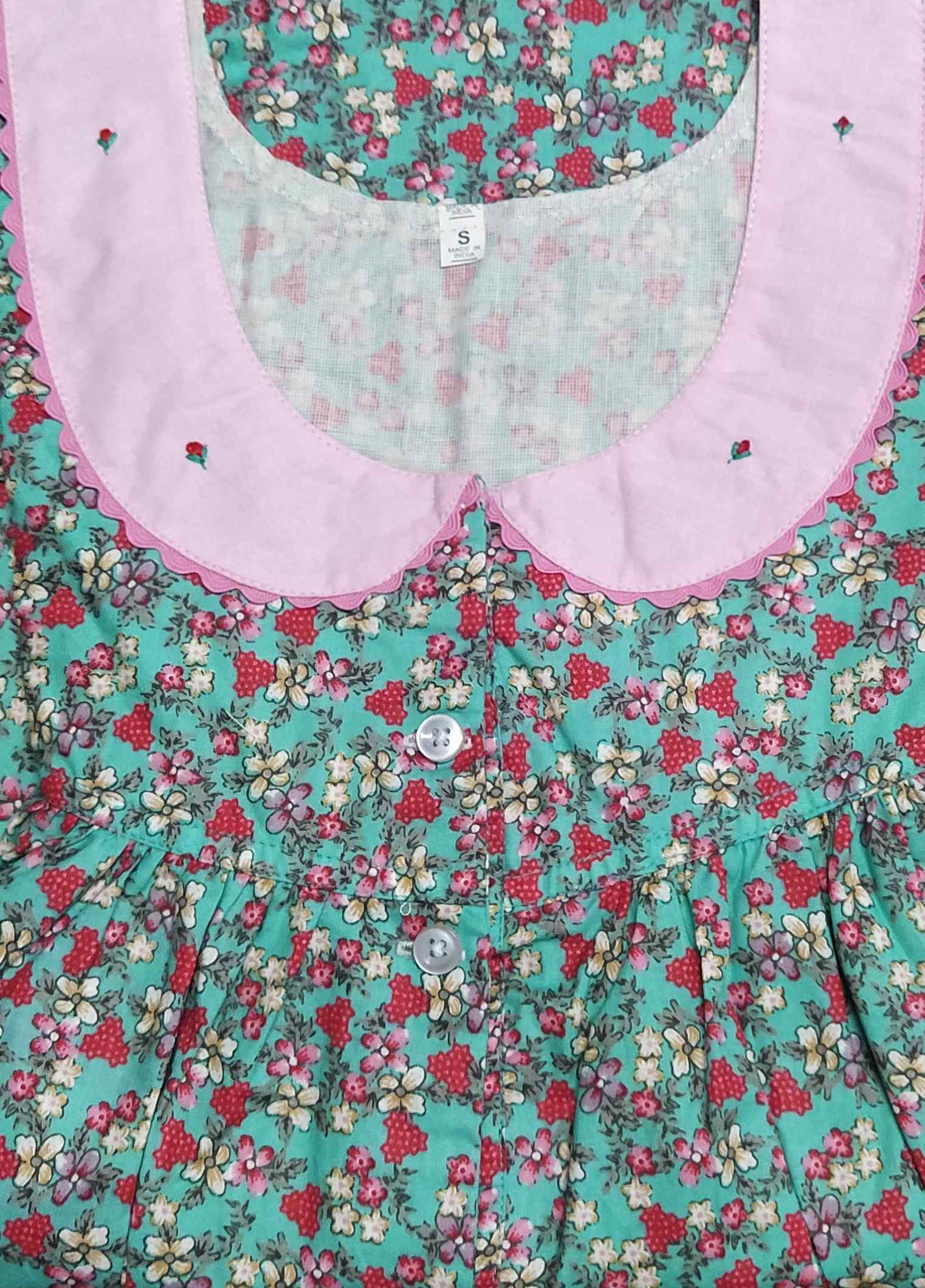 Cotton Half Open Small Printed Nighty