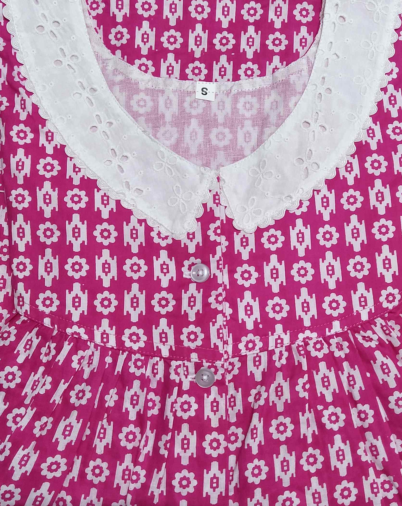 Cotton Half Open Small Printed Nighty
