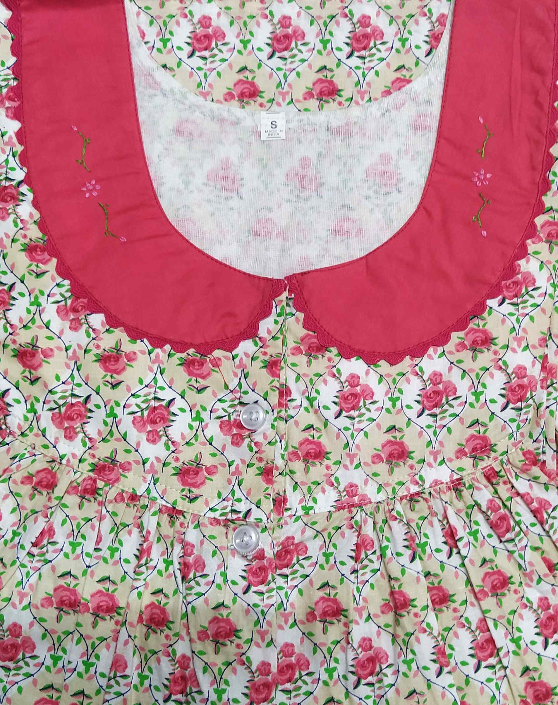 Cotton Half Open Small Printed Nighty