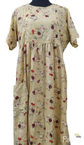 Rayon Side zip, Pleated , Pockets, Tying String Medium Printed Maternity Wear