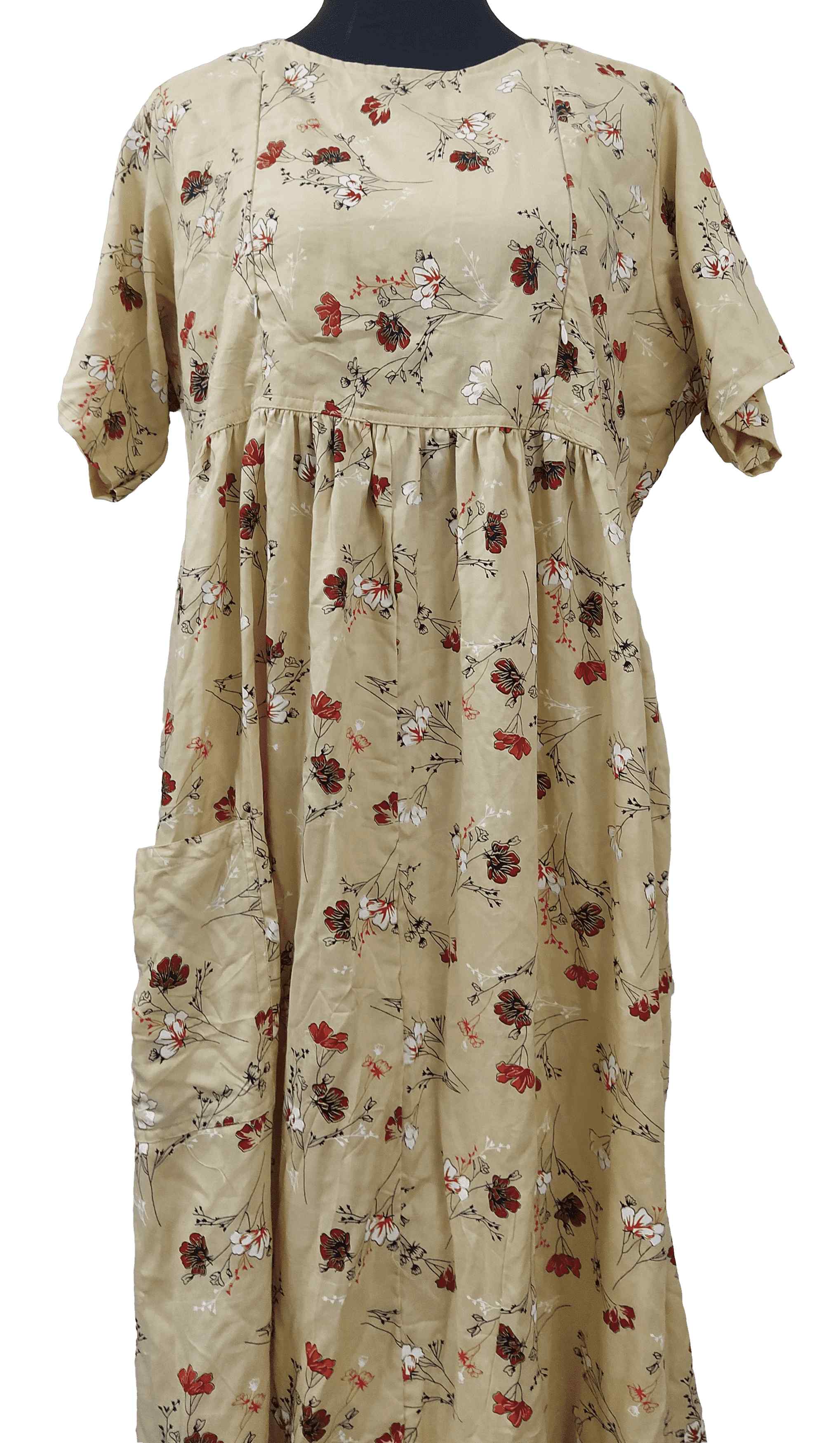 Bantex Side zip, Pleated , Pockets, Tying String Large Printed Maternity Wear