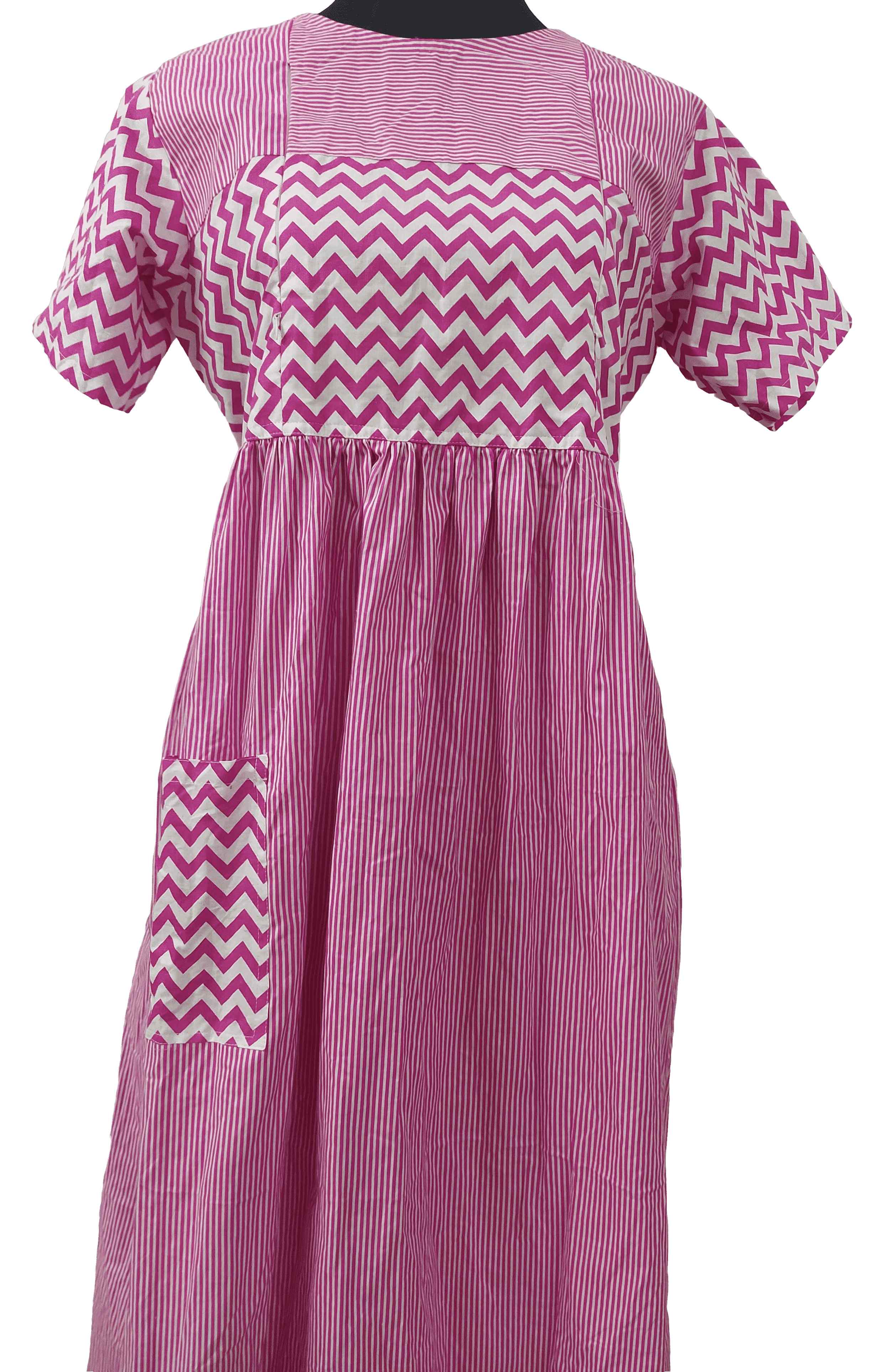 Bantex Side zip, Pleated , Pockets, Tying String Medium Printed Maternity Wear