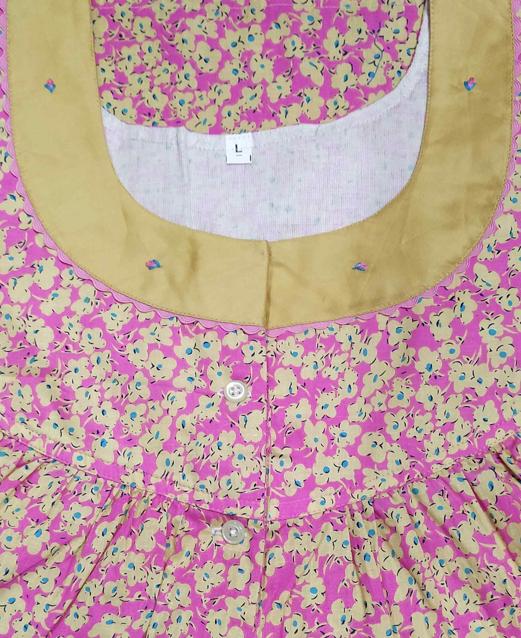 Cotton Half Open Large Printed Nighty