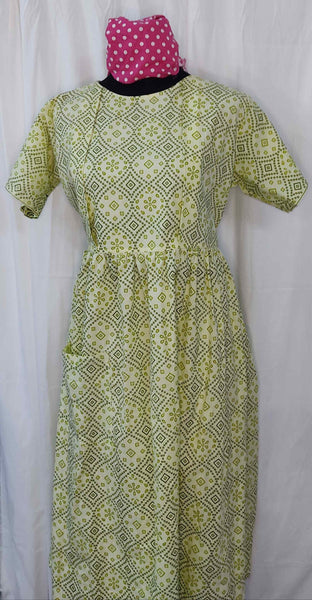 Soft Cotton Side zip, Pleated , Pockets, Tying String Large Printed Maternity Wear