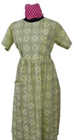 Soft Cotton Side zip, Pleated , Pockets, Tying String Small Printed Maternity Wear