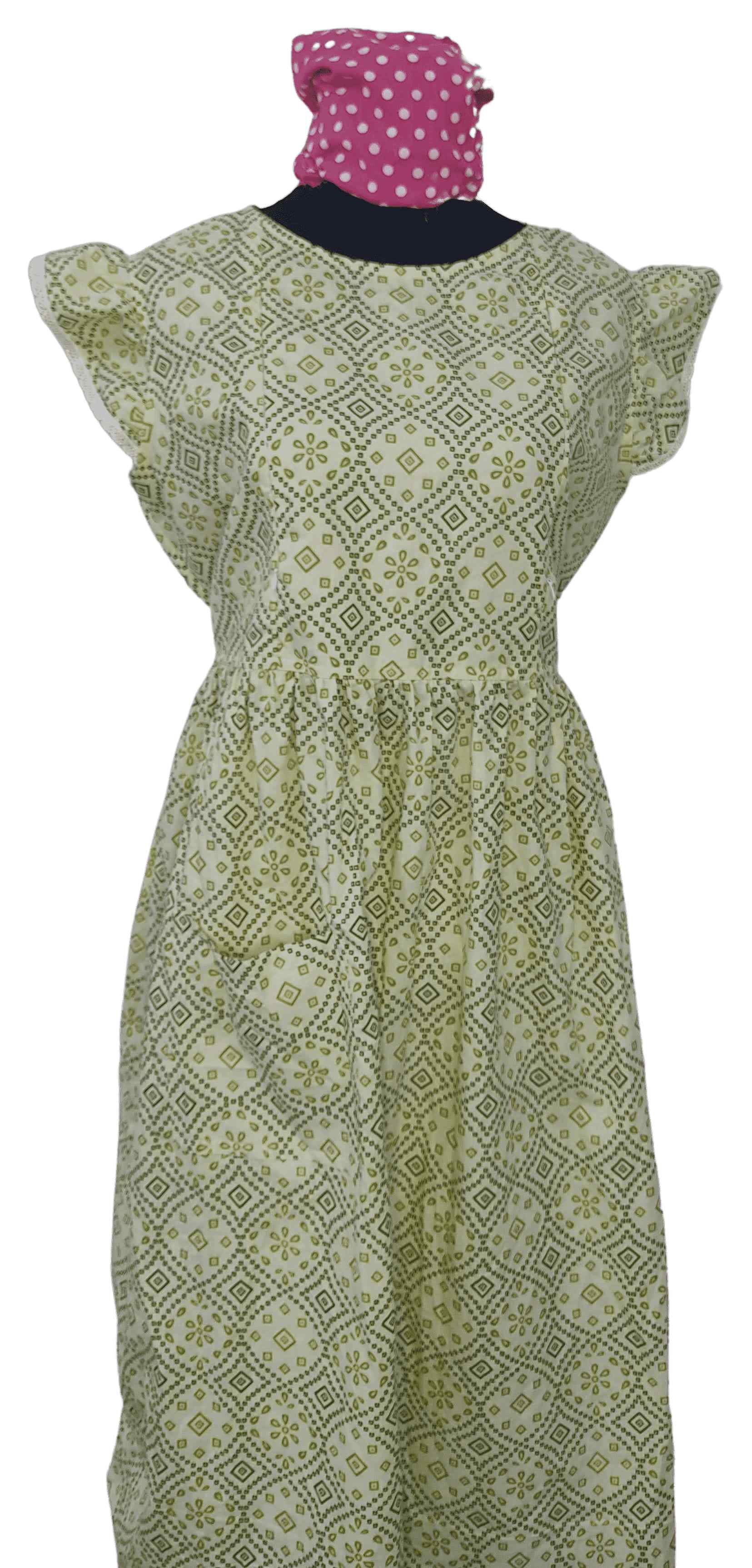 Soft Cotton Side zip, Pleated , Pockets, Tying String, Sleeveless  Medium Printed Maternity Wear