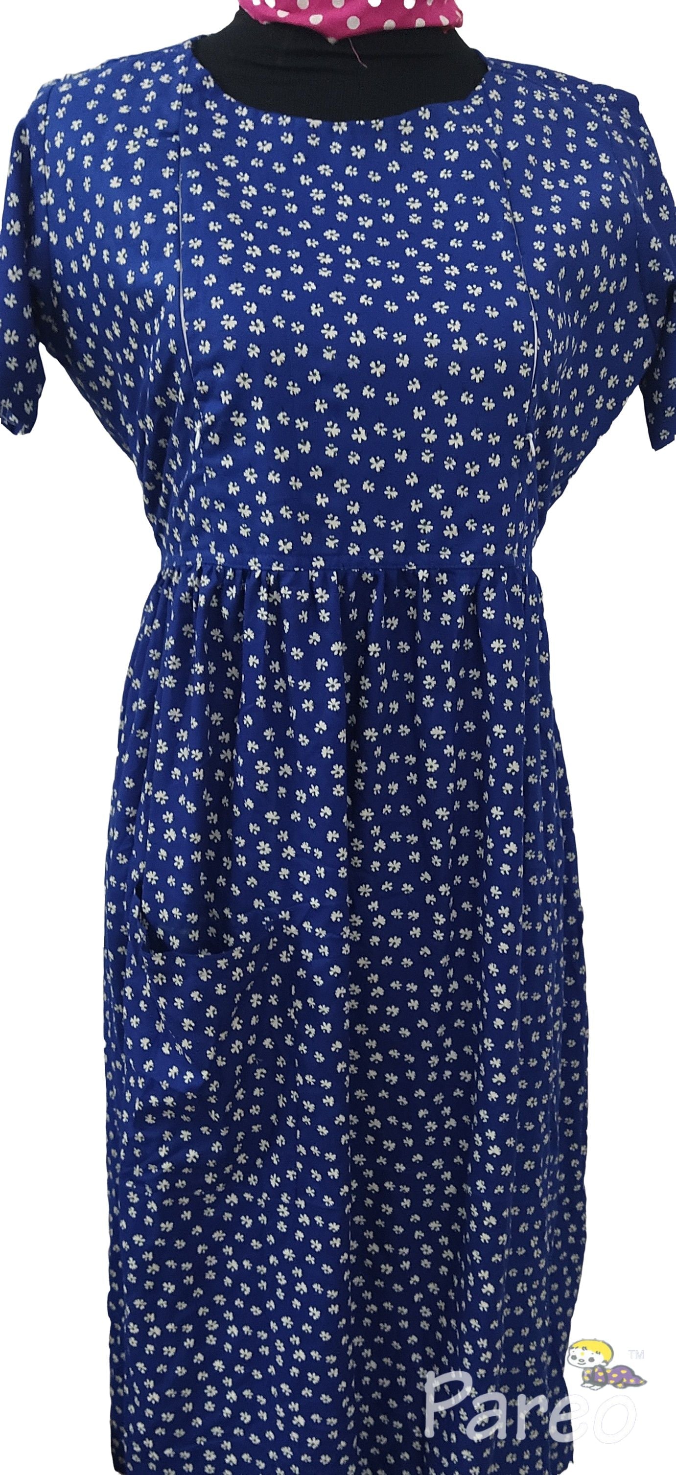 Cotton Side zip, Pleated , Pockets, Tying String Small Printed Maternity Wear