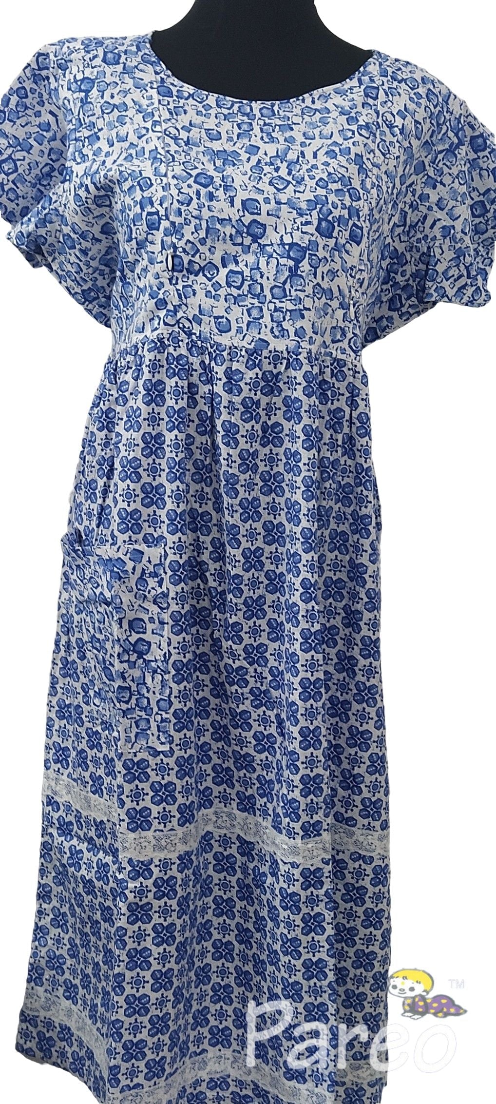 Cotton Side zip, Pleated , Pockets, Tying String Small Printed Maternity Wear